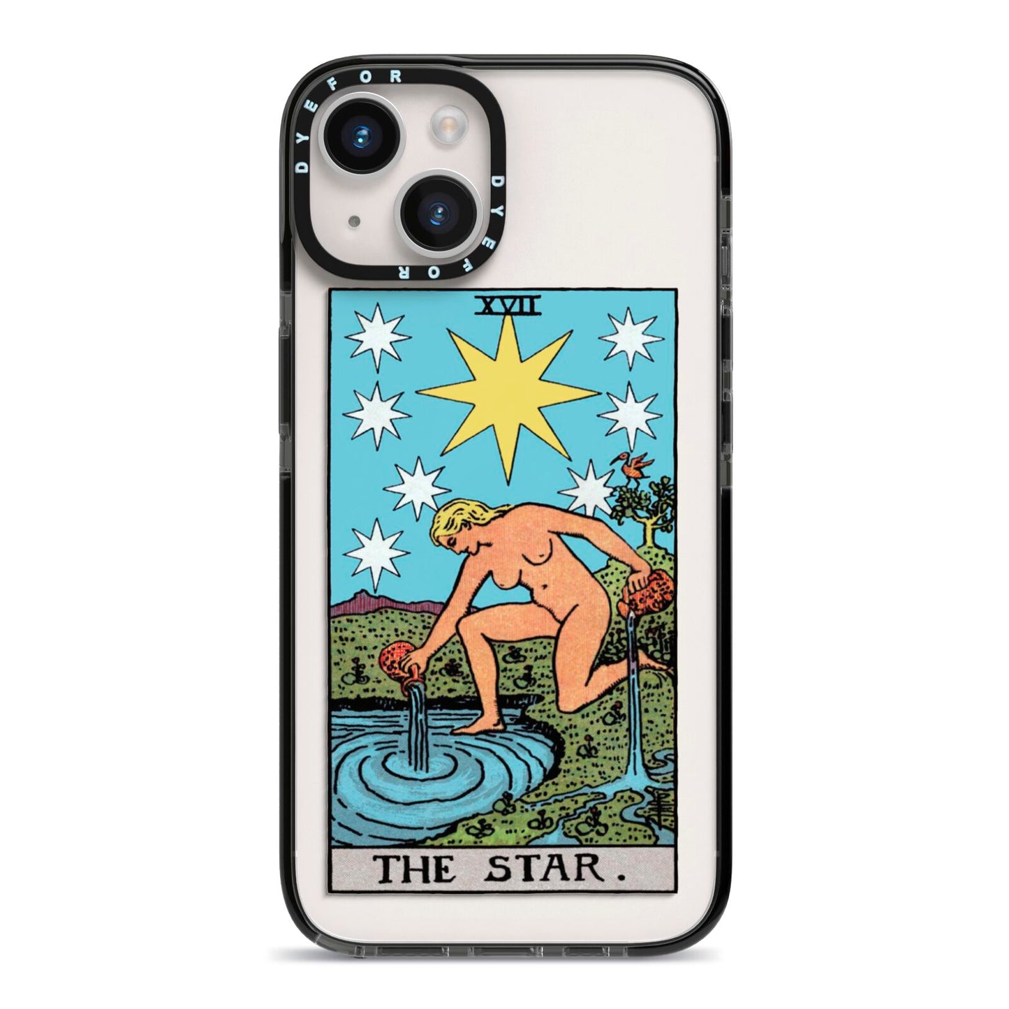 The Star Tarot Card iPhone 14 Black Impact Case on Silver phone
