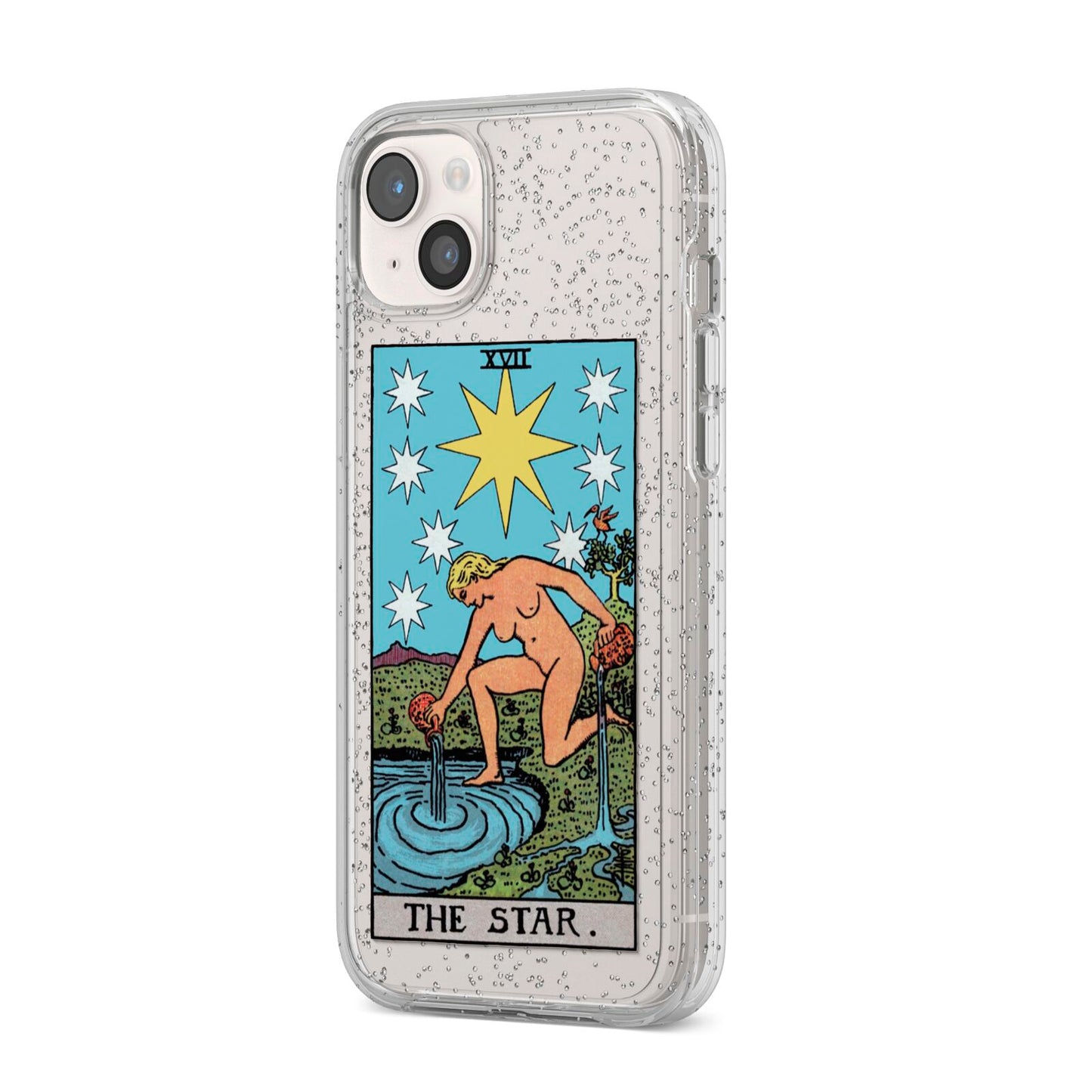 The Star Tarot Card iPhone 14 Plus Glitter Tough Case Starlight Angled Image