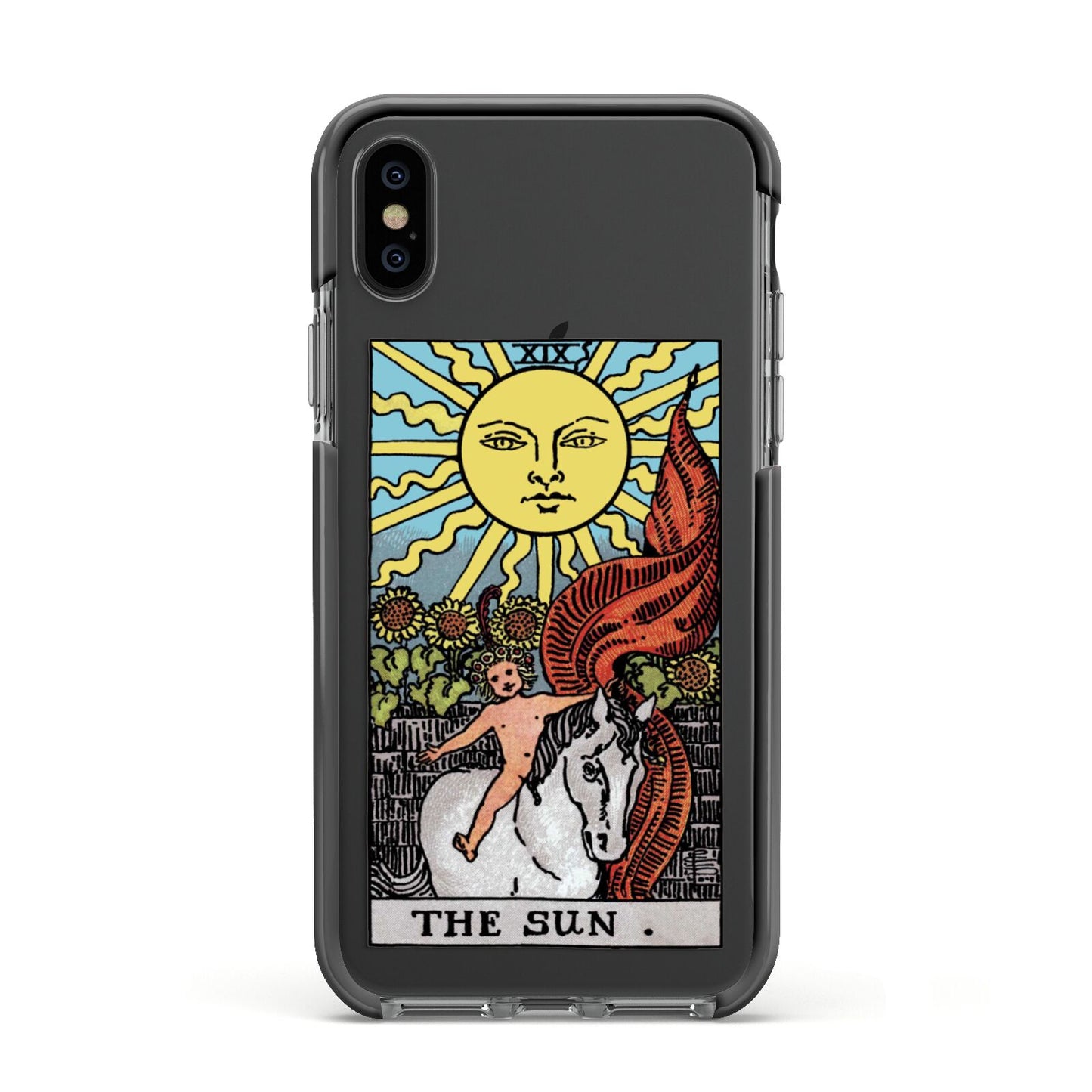 The Sun Tarot Card Apple iPhone Xs Impact Case Black Edge on Black Phone