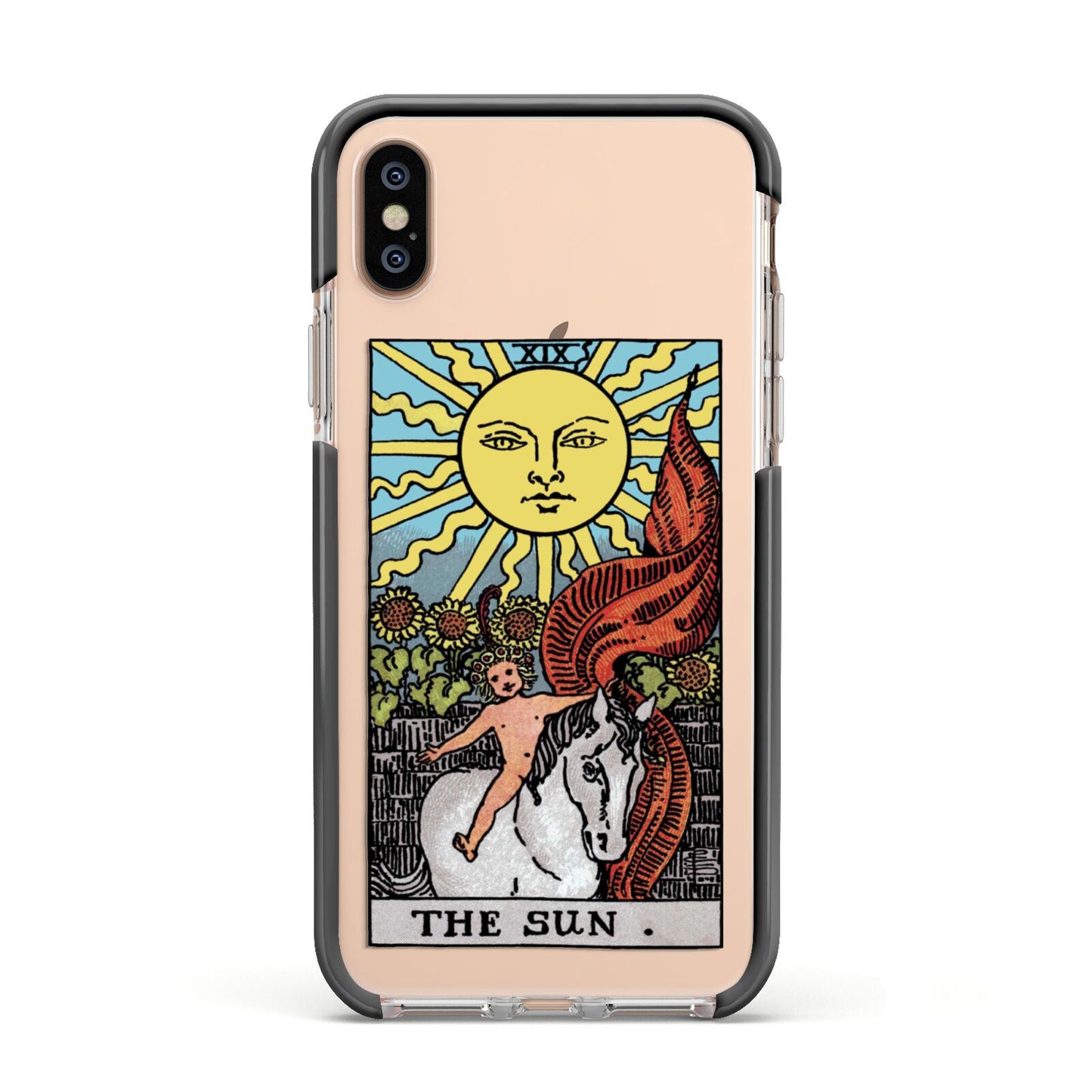 The Sun Tarot Card Apple iPhone Xs Impact Case Black Edge on Gold Phone