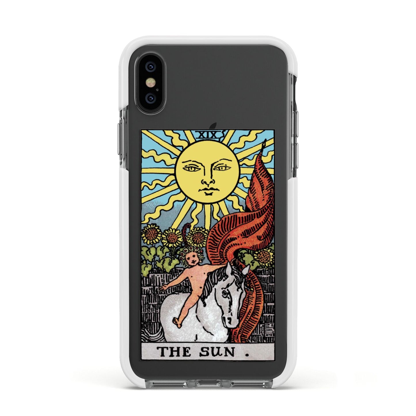 The Sun Tarot Card Apple iPhone Xs Impact Case White Edge on Black Phone