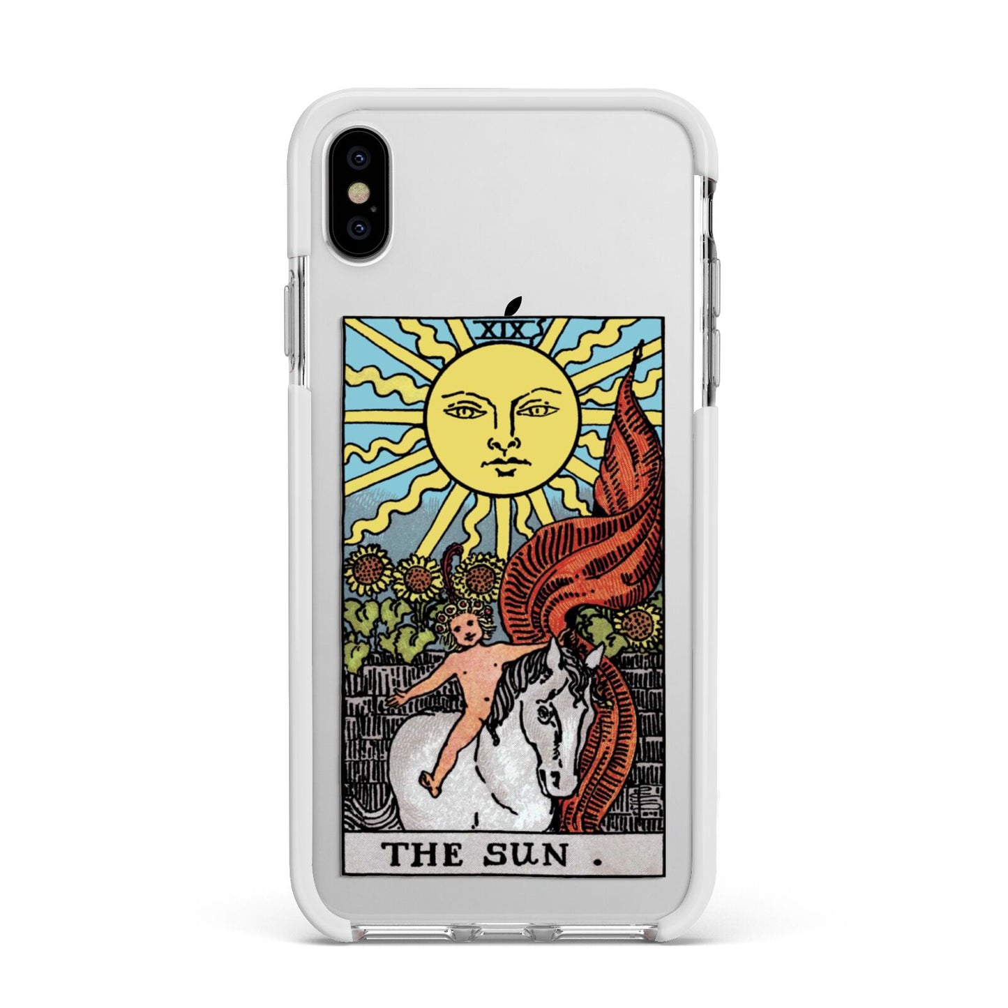 The Sun Tarot Card Apple iPhone Xs Max Impact Case White Edge on Silver Phone