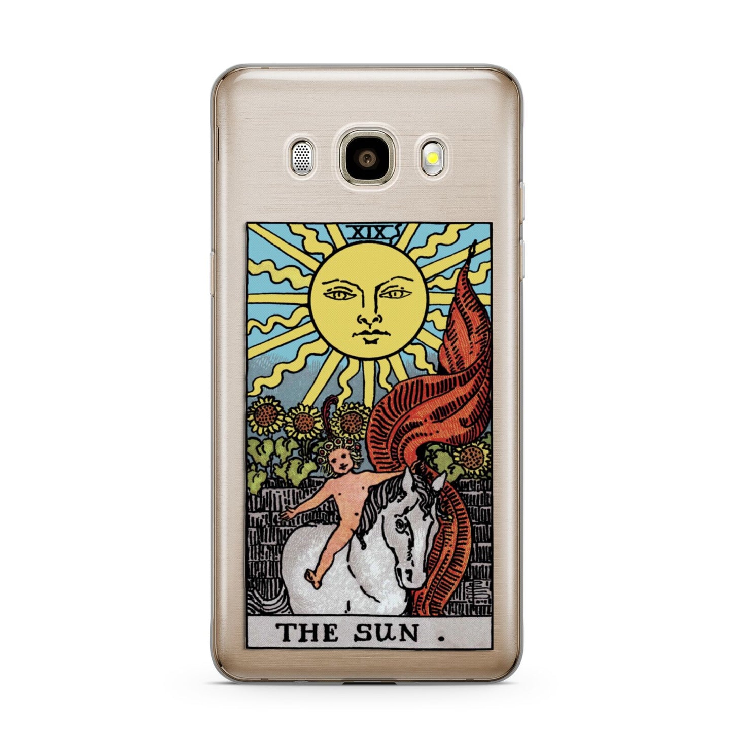The Sun Tarot Card Samsung Galaxy J7 2016 Case on gold phone