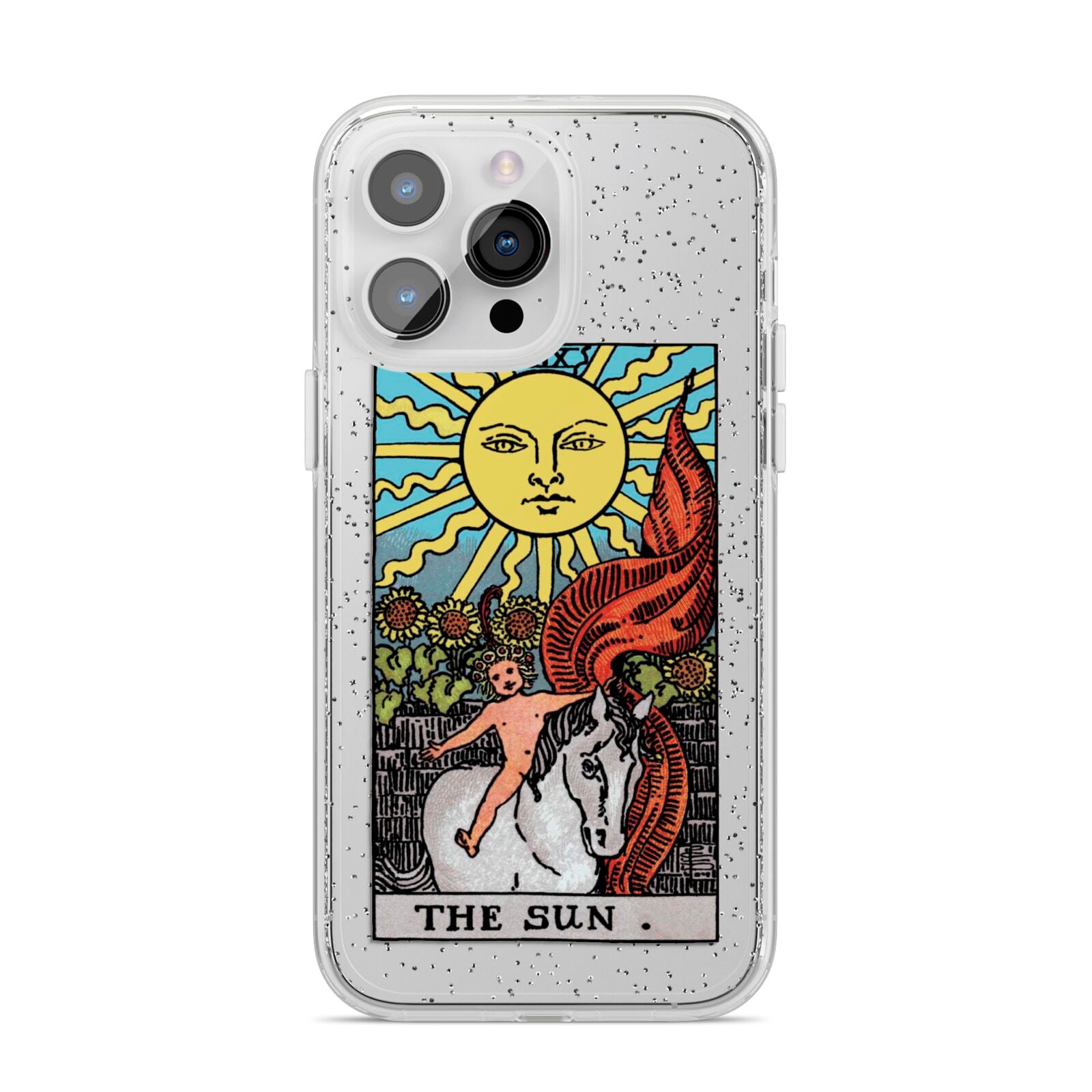 The Sun Tarot Card iPhone 14 Pro Max Glitter Tough Case Silver