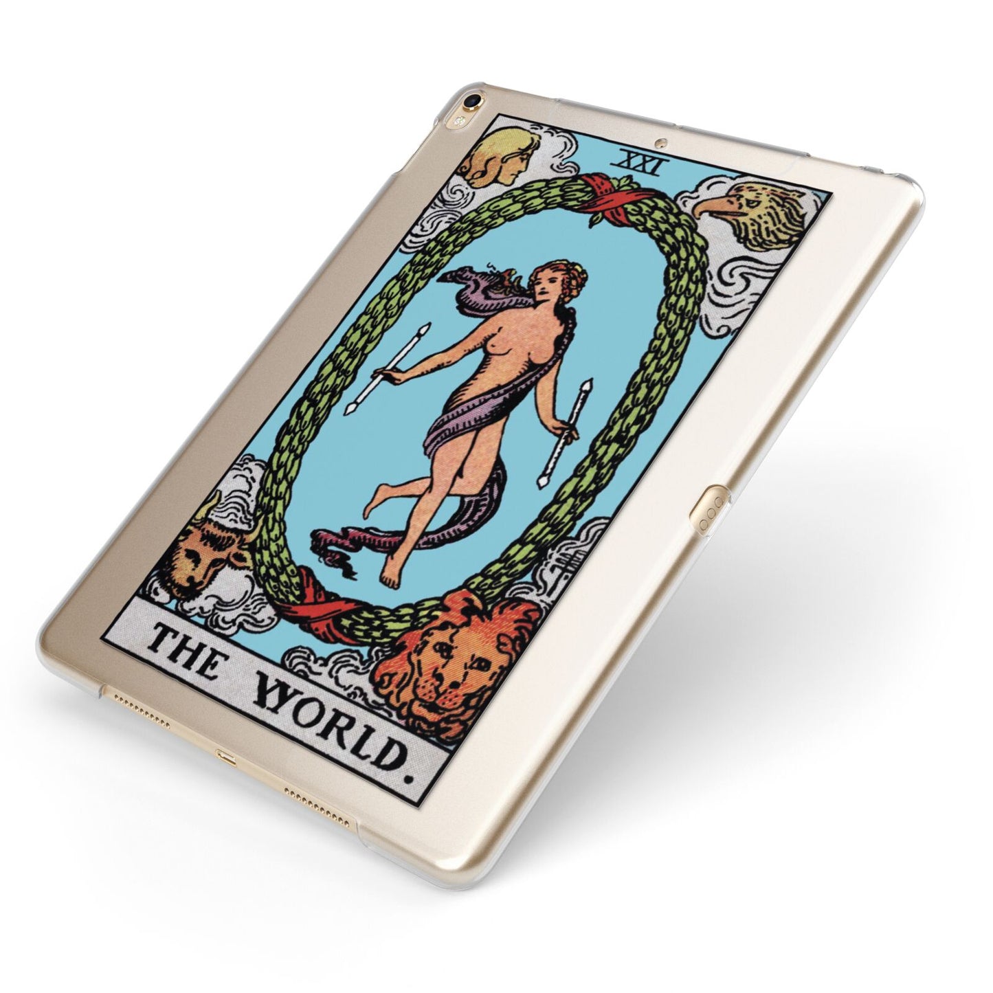 The World Tarot Card Apple iPad Case on Gold iPad Side View