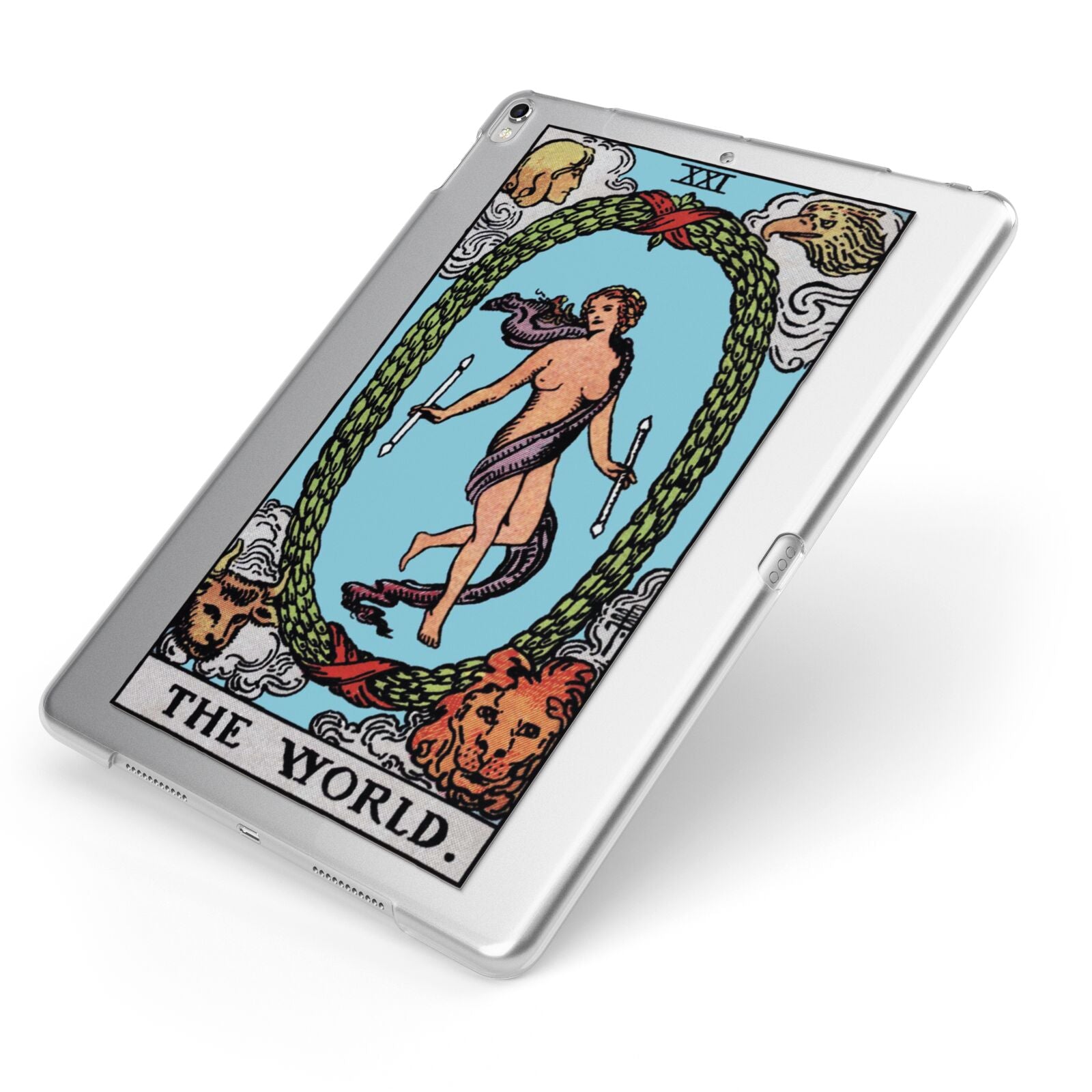 The World Tarot Card Apple iPad Case on Silver iPad Side View