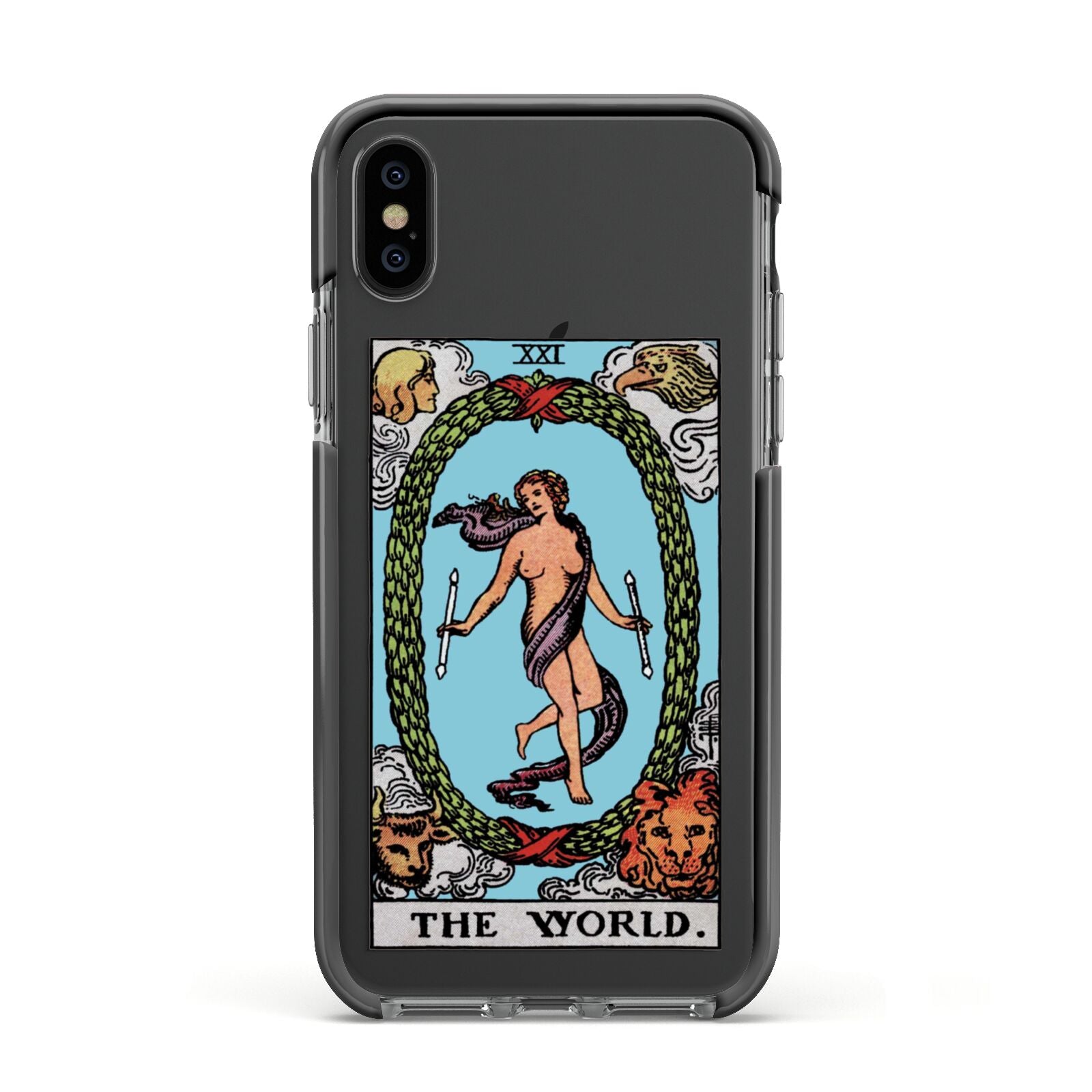 The World Tarot Card Apple iPhone Xs Impact Case Black Edge on Black Phone