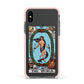 The World Tarot Card Apple iPhone Xs Impact Case Pink Edge on Black Phone