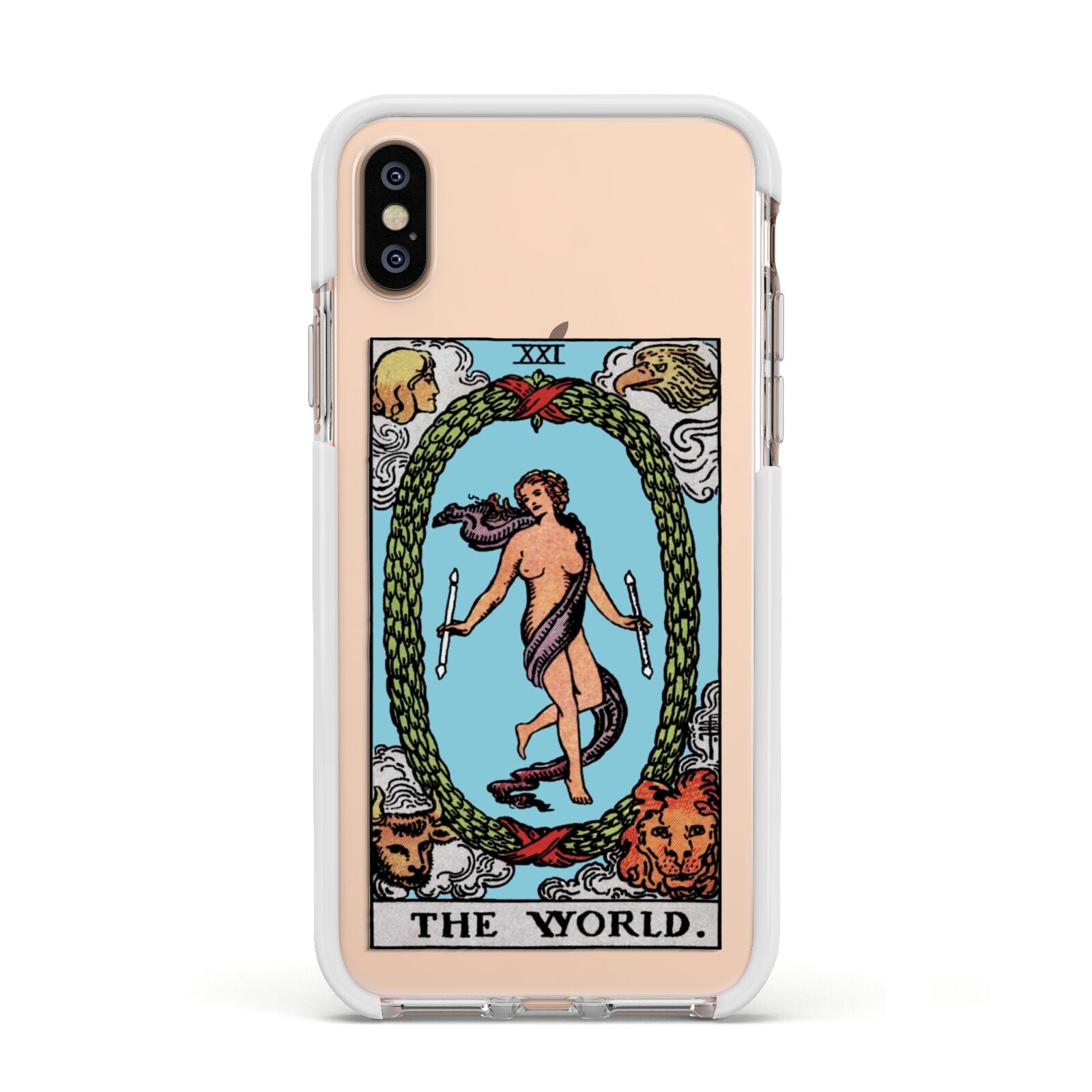 The World Tarot Card Apple iPhone Xs Impact Case White Edge on Gold Phone