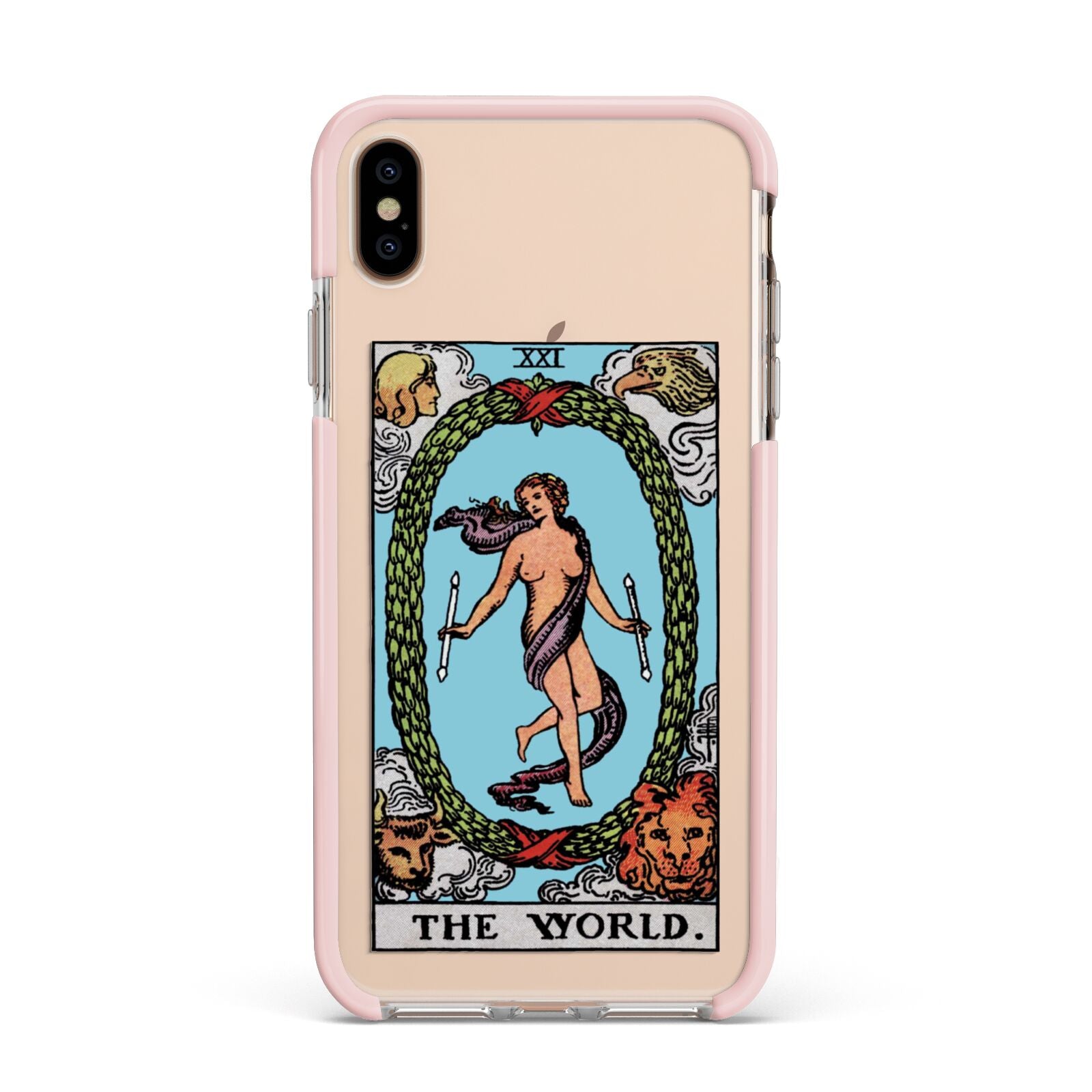 The World Tarot Card Apple iPhone Xs Max Impact Case Pink Edge on Gold Phone