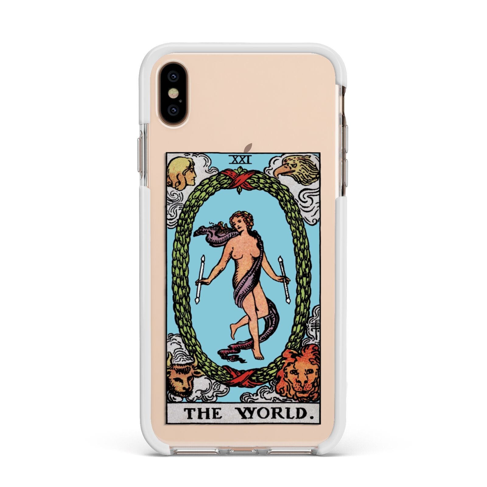 The World Tarot Card Apple iPhone Xs Max Impact Case White Edge on Gold Phone