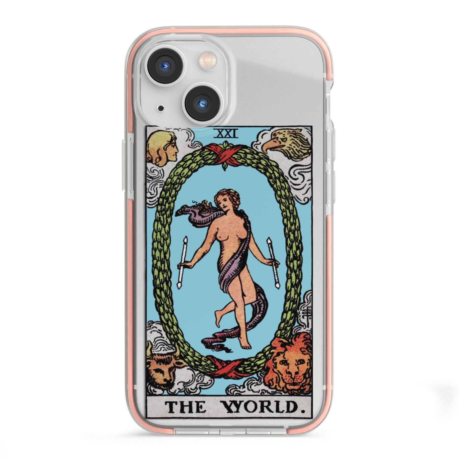 The World Tarot Card iPhone 13 Mini TPU Impact Case with Pink Edges