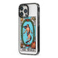 The World Tarot Card iPhone 13 Pro Max Black Impact Case Side Angle on Silver phone