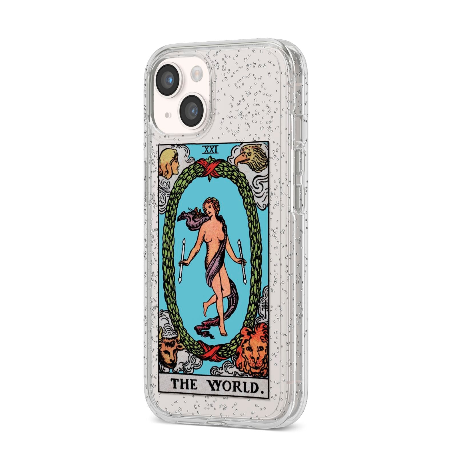 The World Tarot Card iPhone 14 Glitter Tough Case Starlight Angled Image