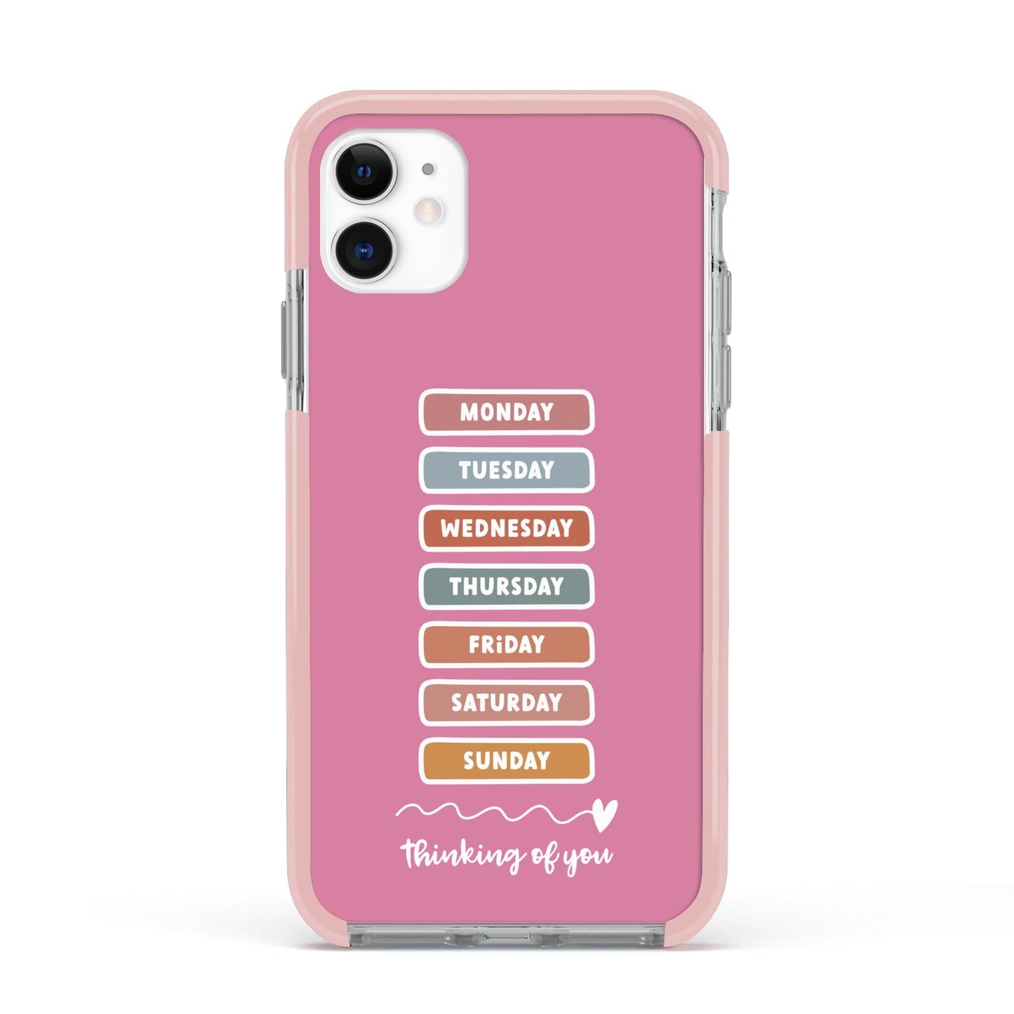 Thinking of You Apple iPhone 11 in White with Pink Impact Case