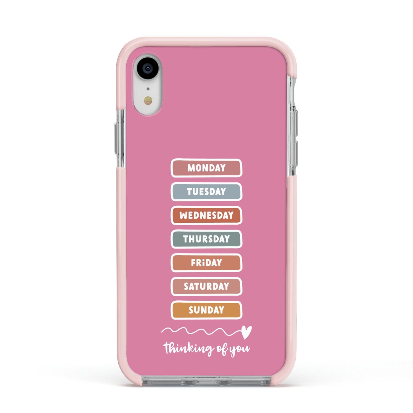 Thinking of You Apple iPhone XR Impact Case Pink Edge on Silver Phone