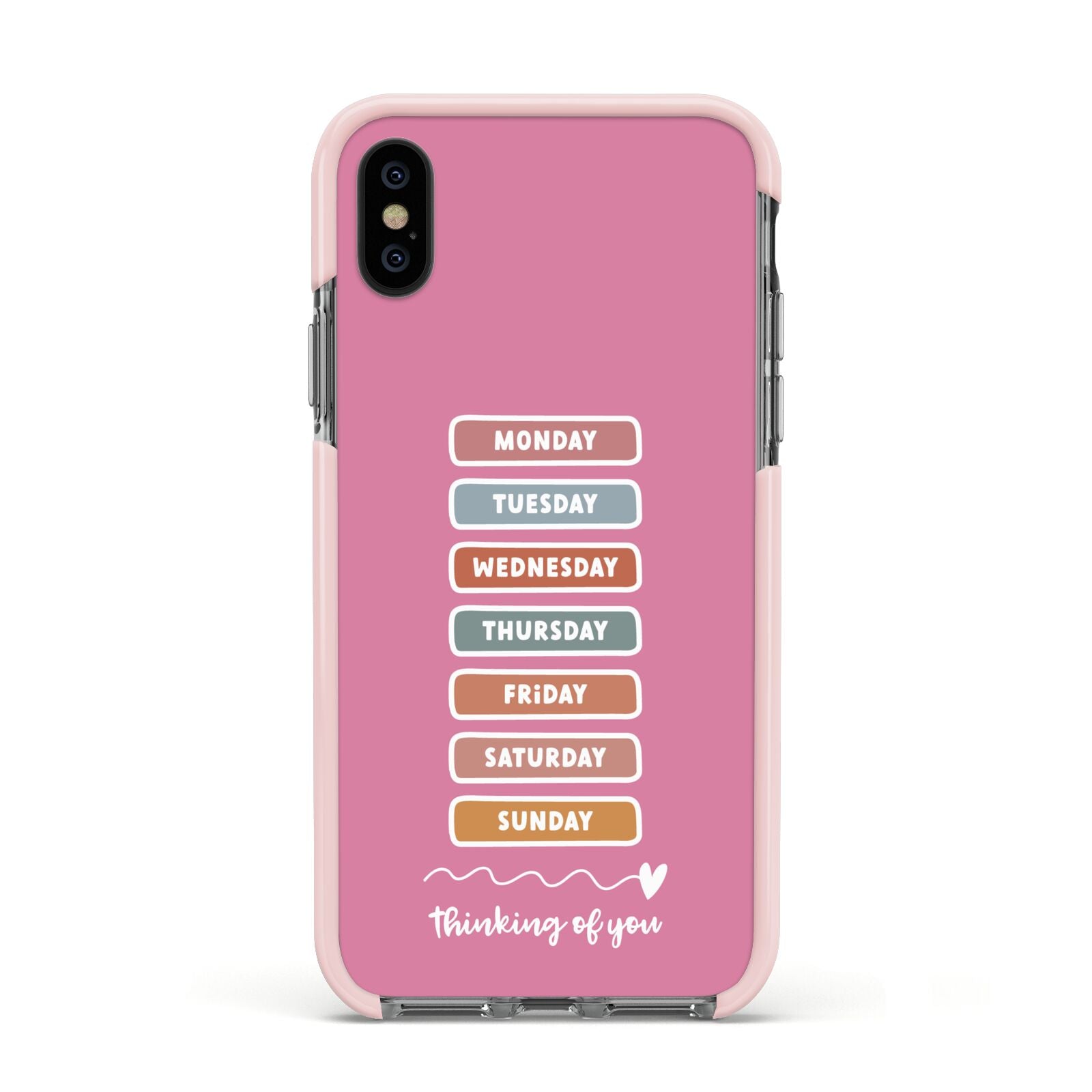 Thinking of You Apple iPhone Xs Impact Case Pink Edge on Black Phone