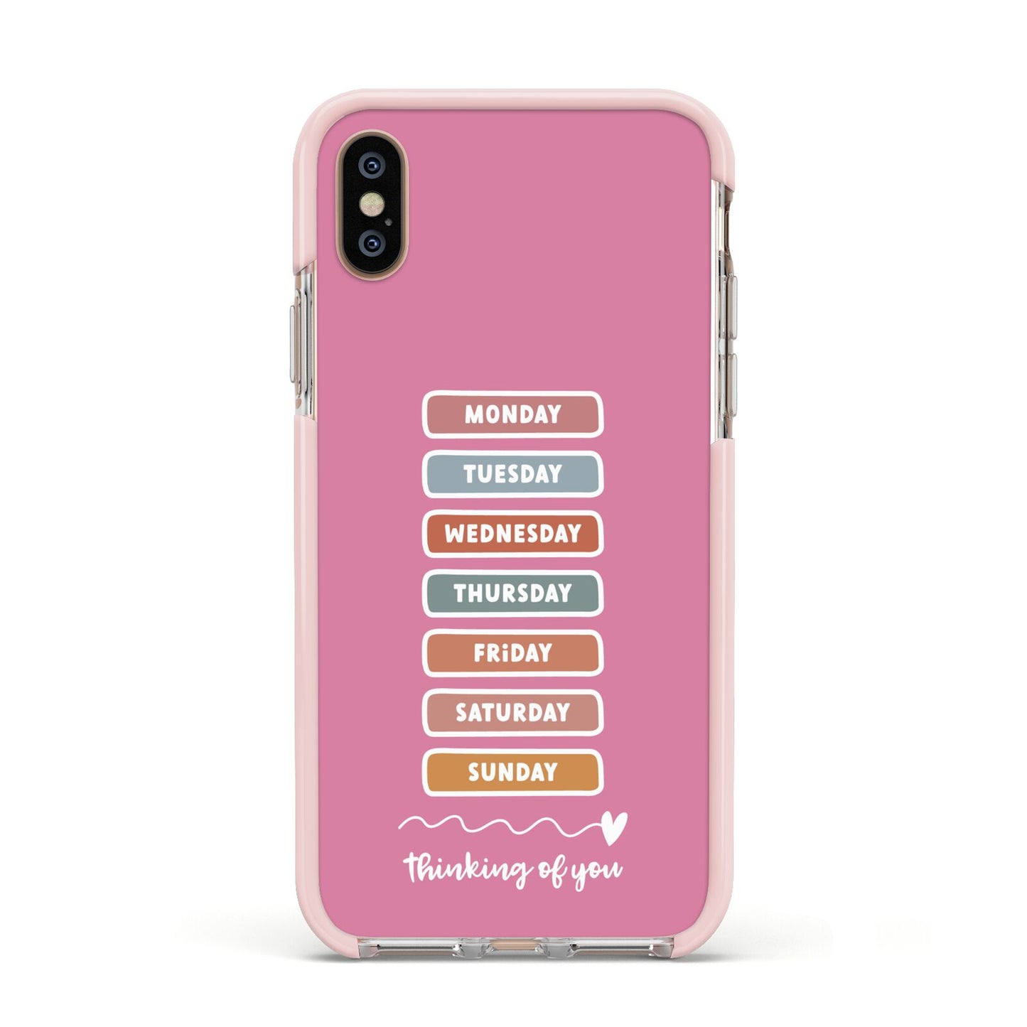 Thinking of You Apple iPhone Xs Impact Case Pink Edge on Gold Phone