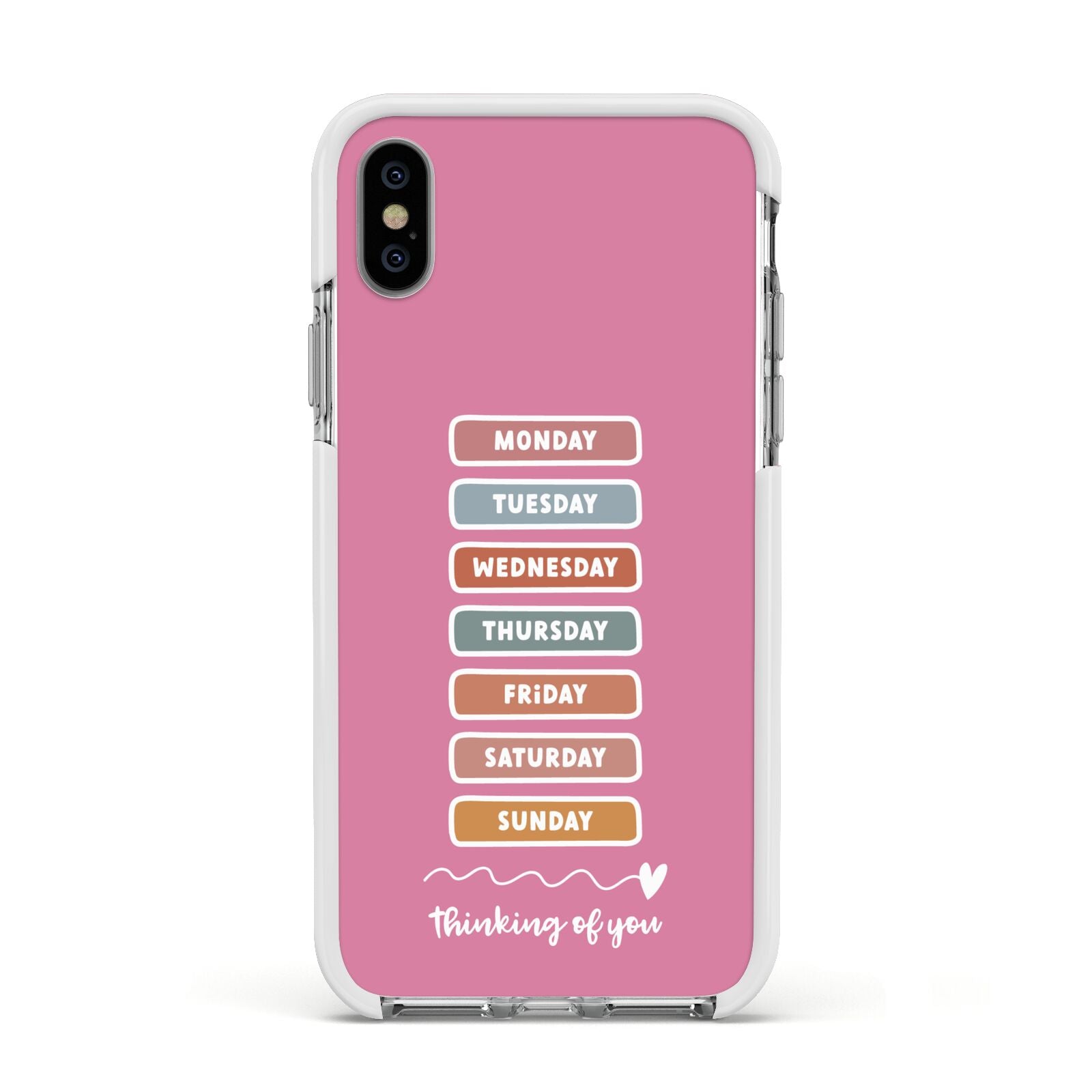 Thinking of You Apple iPhone Xs Impact Case White Edge on Silver Phone