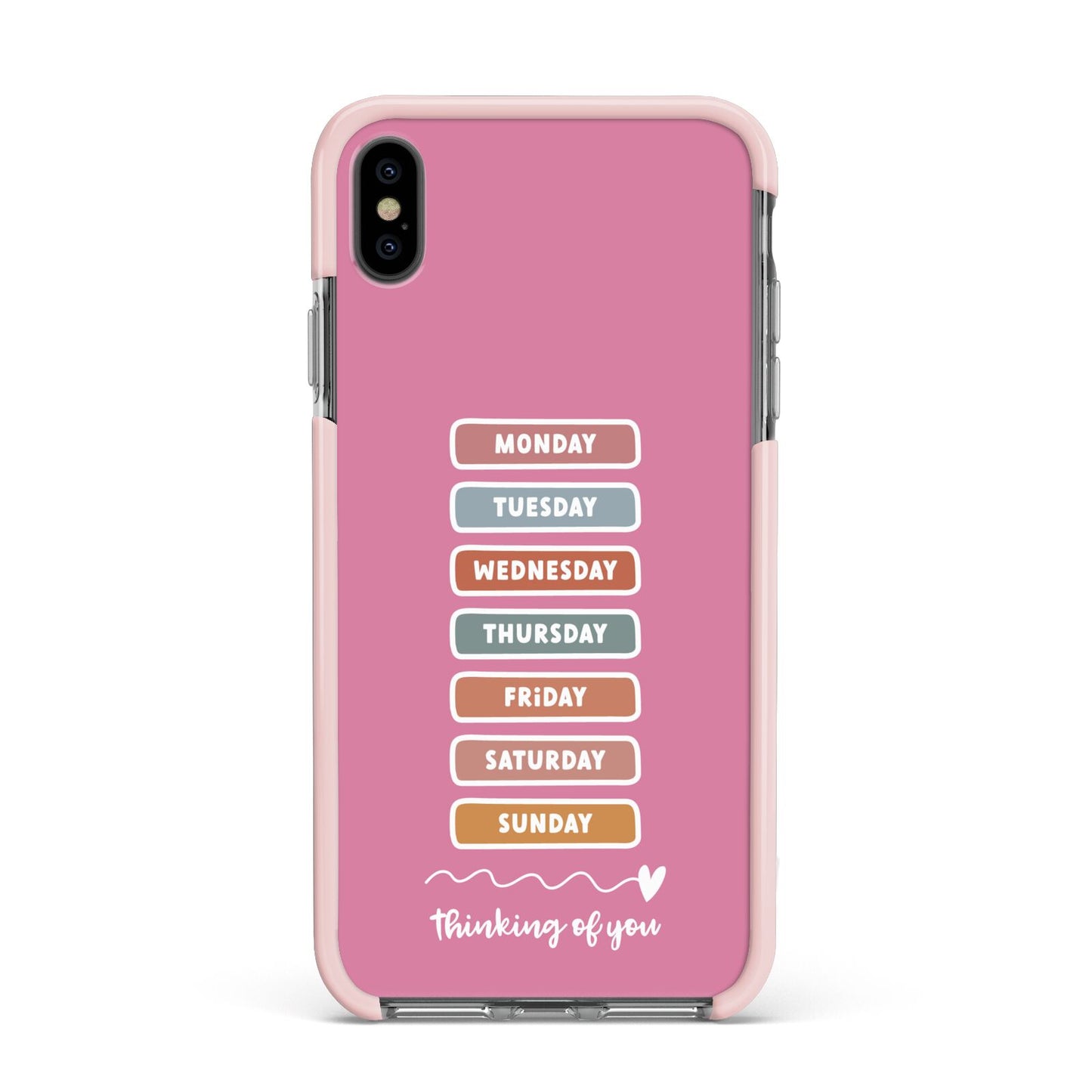 Thinking of You Apple iPhone Xs Max Impact Case Pink Edge on Black Phone