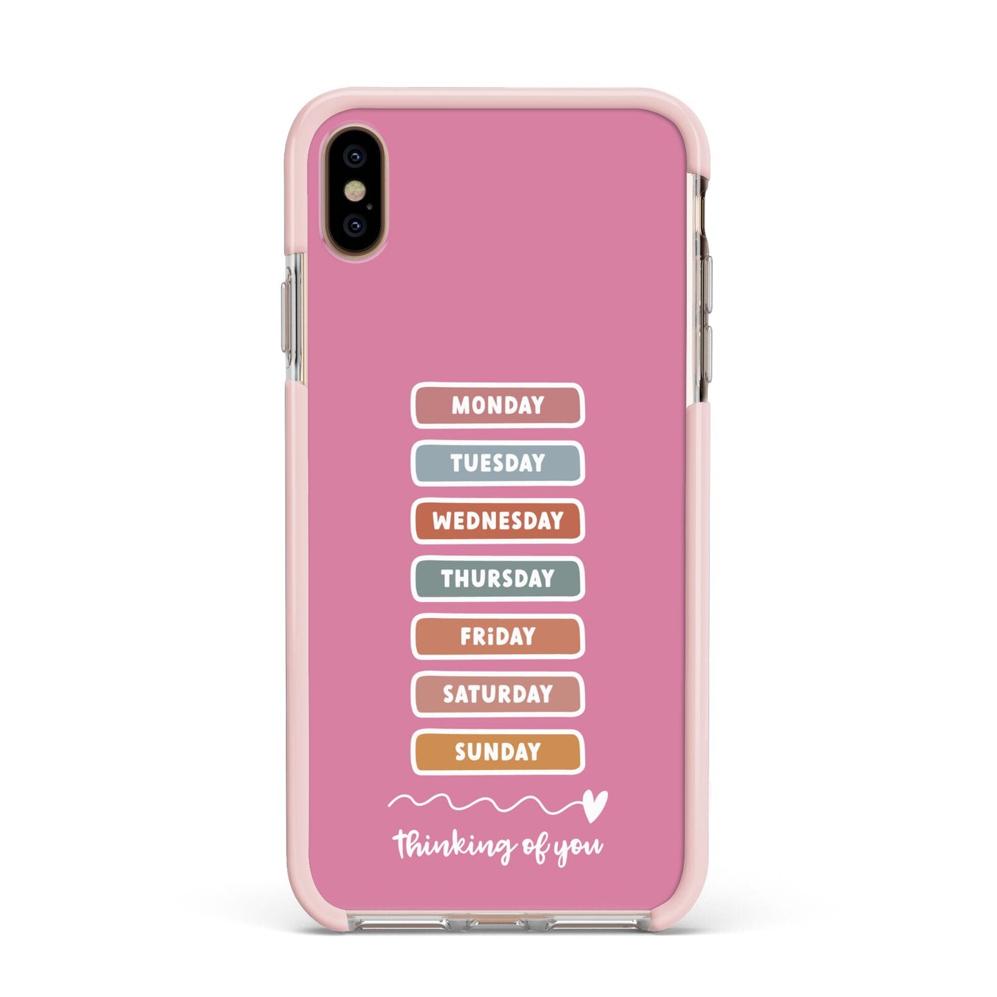 Thinking of You Apple iPhone Xs Max Impact Case Pink Edge on Gold Phone