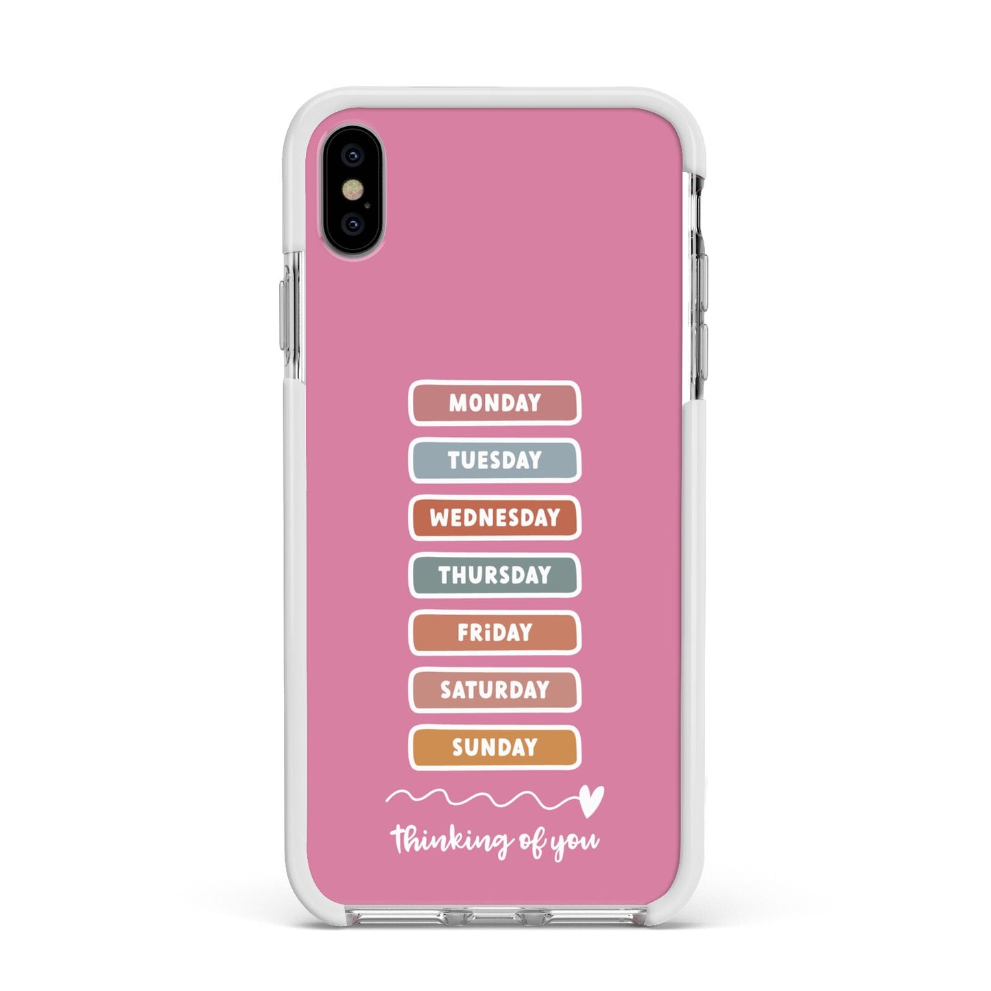 Thinking of You Apple iPhone Xs Max Impact Case White Edge on Silver Phone