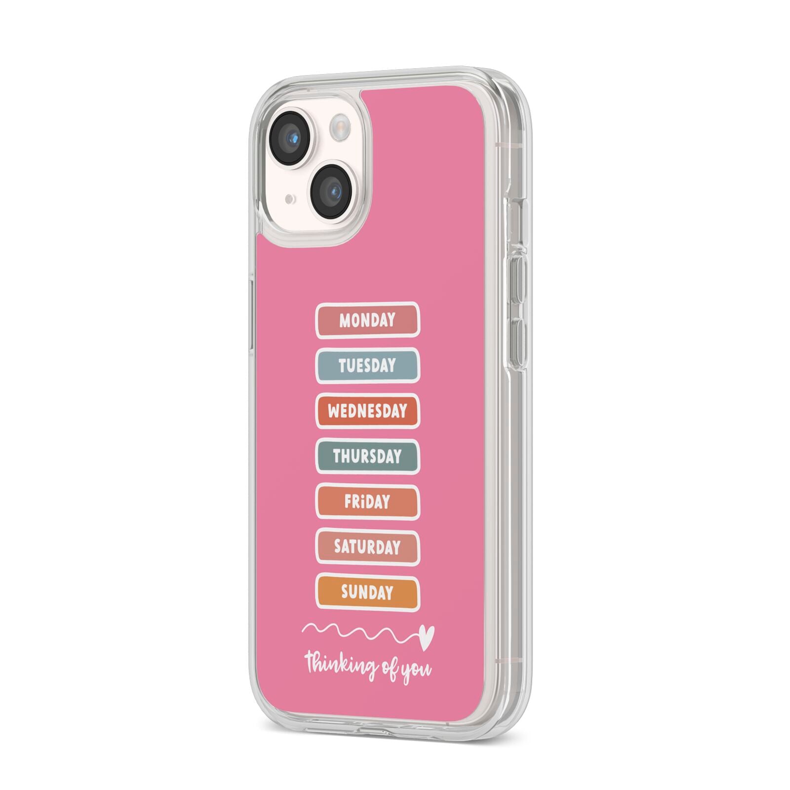 Thinking of You iPhone 14 Clear Tough Case Starlight Angled Image