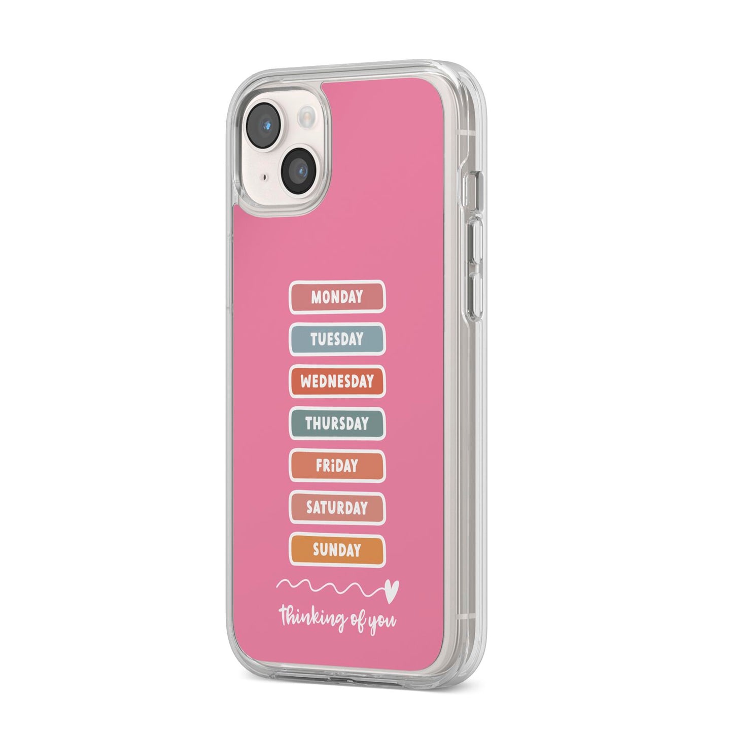 Thinking of You iPhone 14 Plus Clear Tough Case Starlight Angled Image