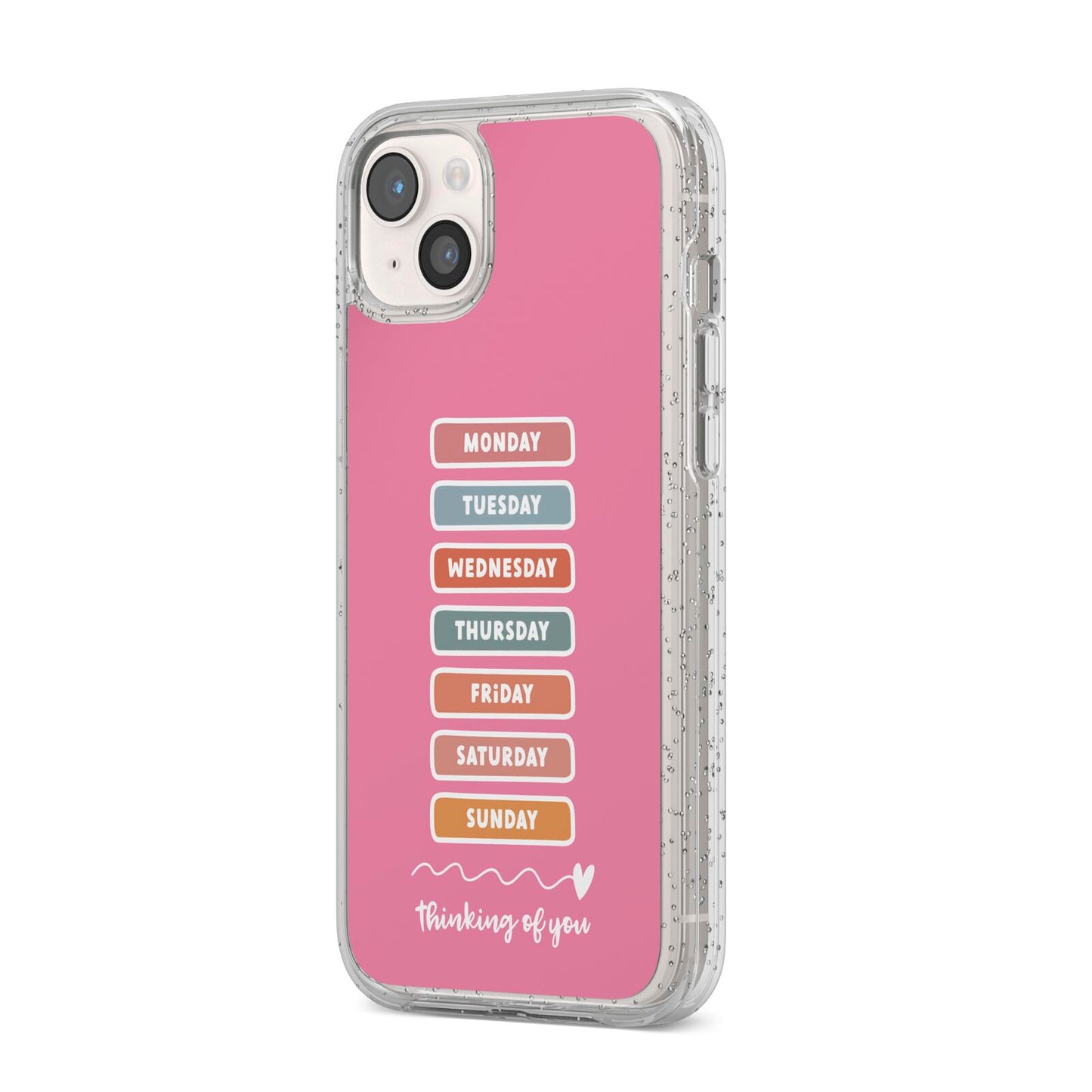 Thinking of You iPhone 14 Plus Glitter Tough Case Starlight Angled Image