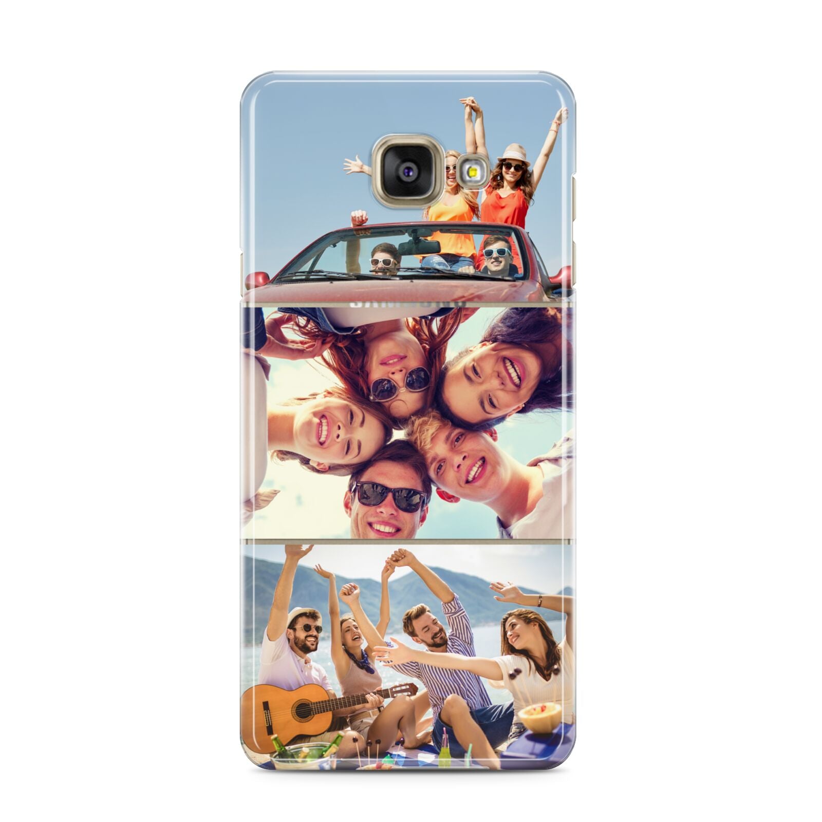 Three Photo Samsung Galaxy A3 2016 Case on gold phone