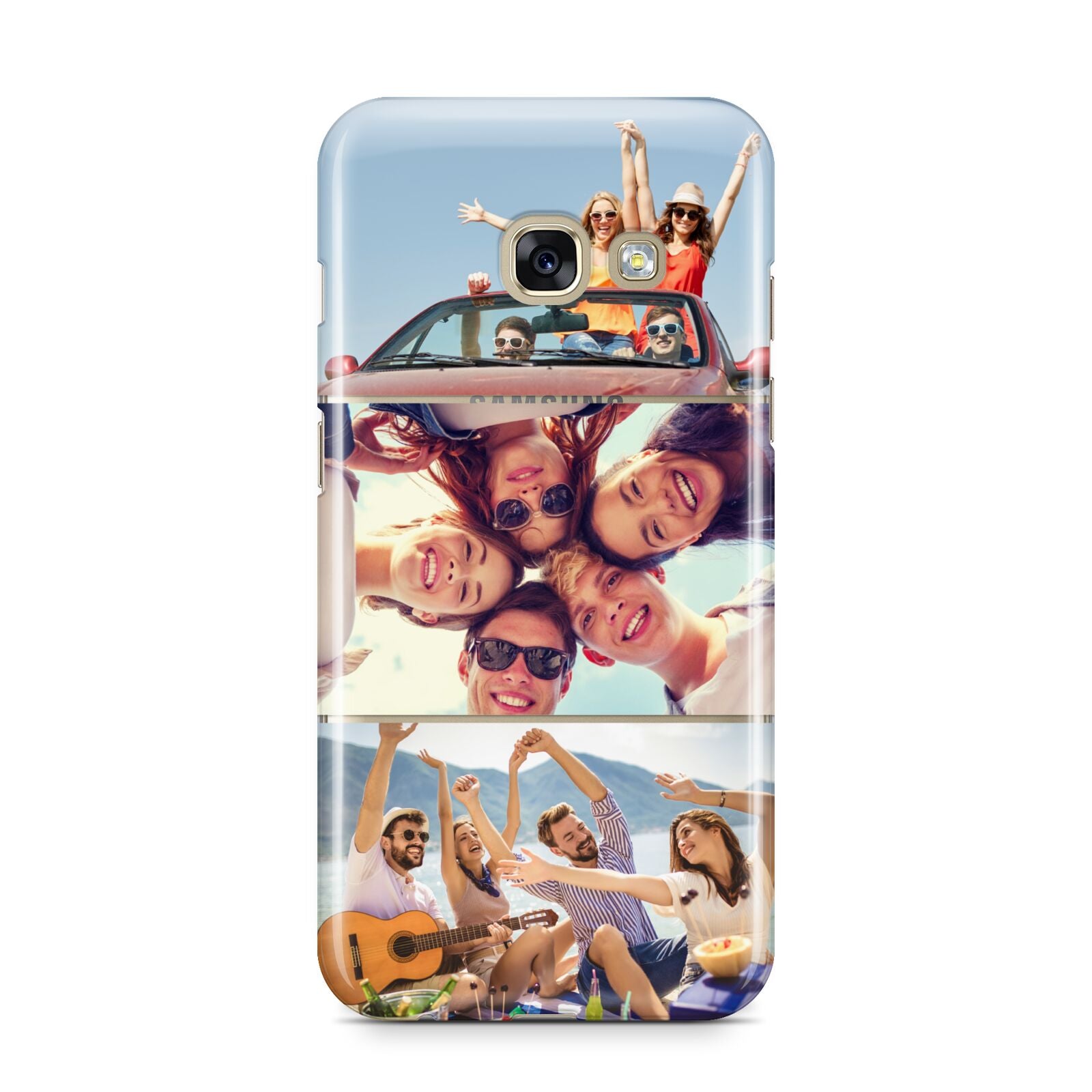 Three Photo Samsung Galaxy A3 2017 Case on gold phone