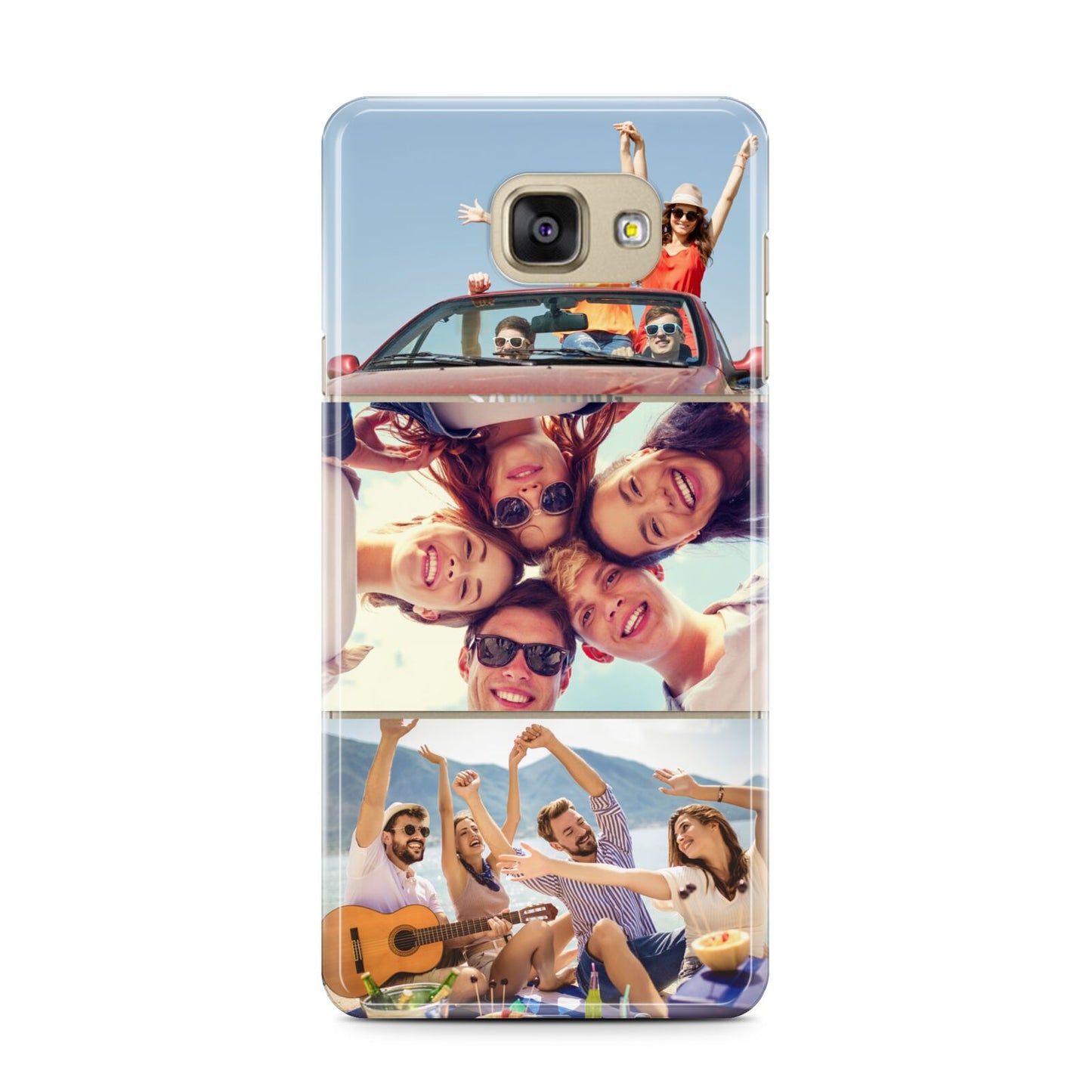 Three Photo Samsung Galaxy A7 2016 Case on gold phone