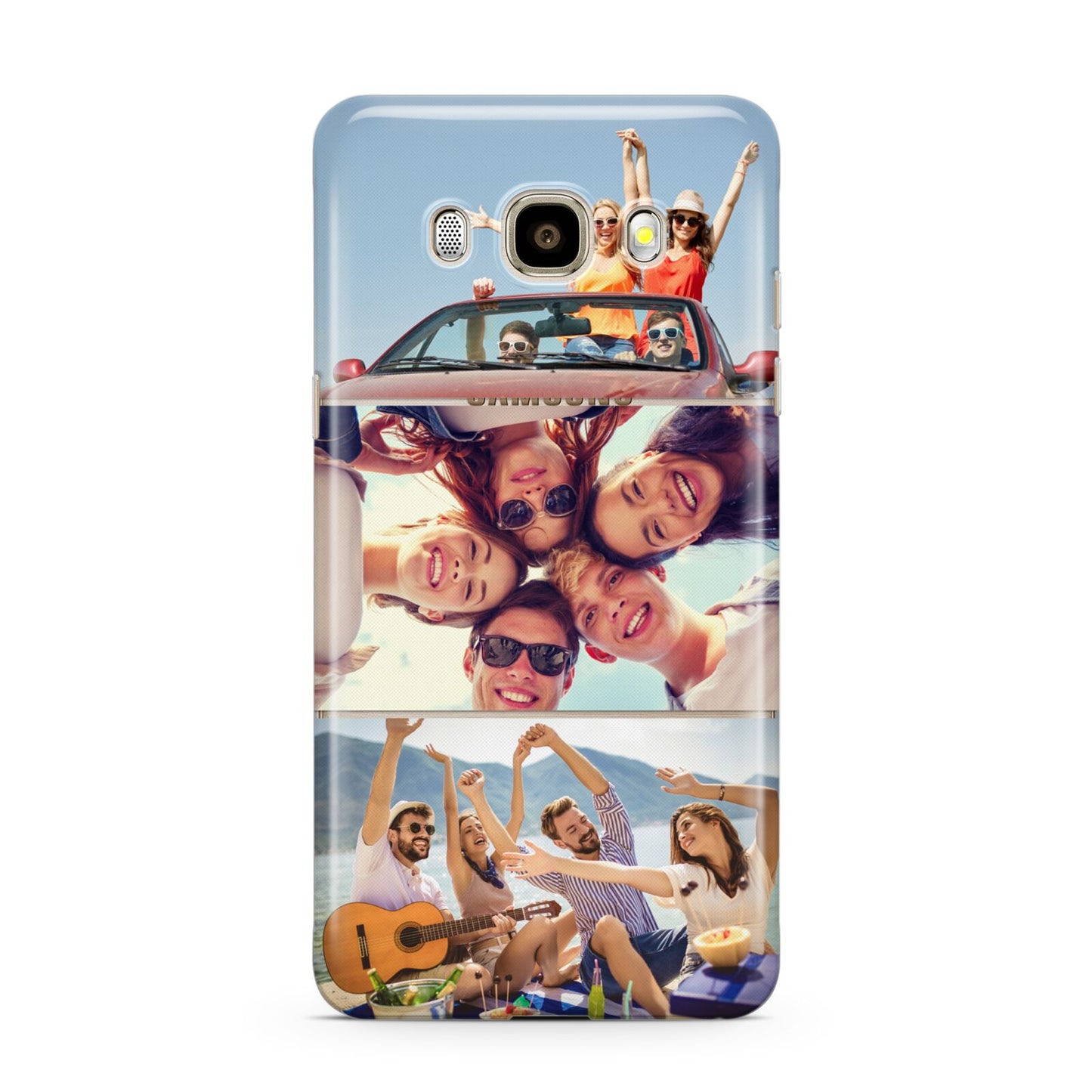 Three Photo Samsung Galaxy J7 2016 Case on gold phone