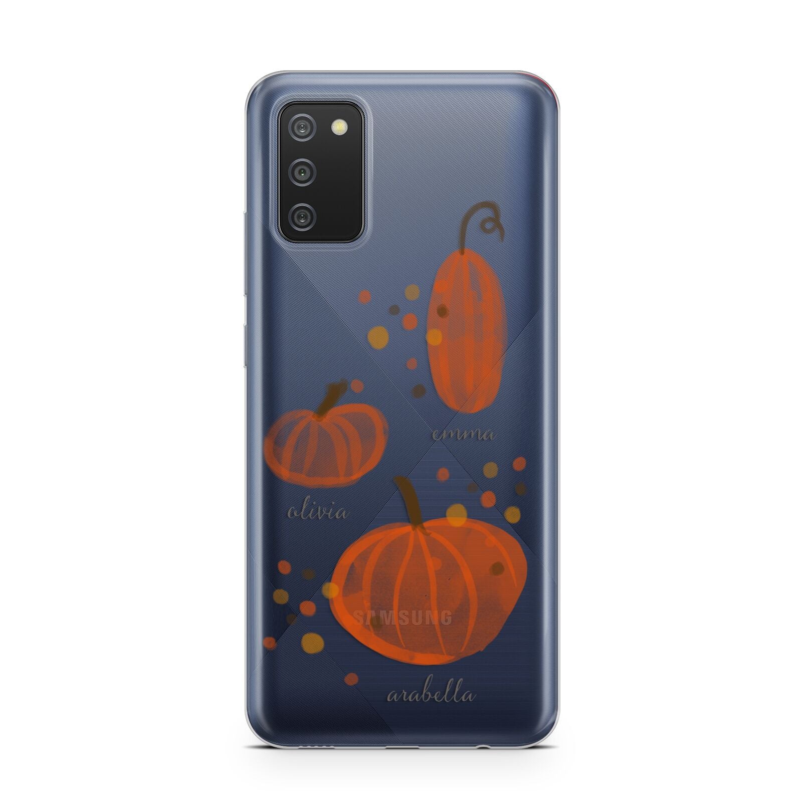 Three Pumpkins Personalised Samsung A02s Case