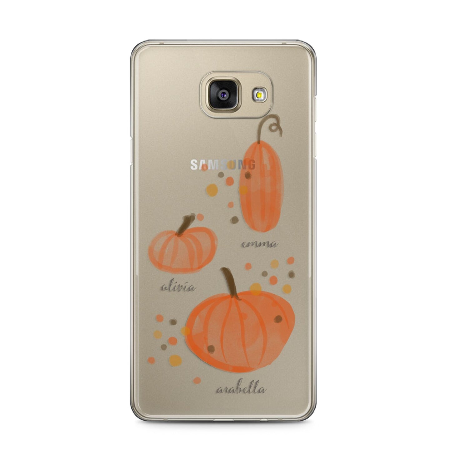 Three Pumpkins Personalised Samsung Galaxy A5 2016 Case on gold phone