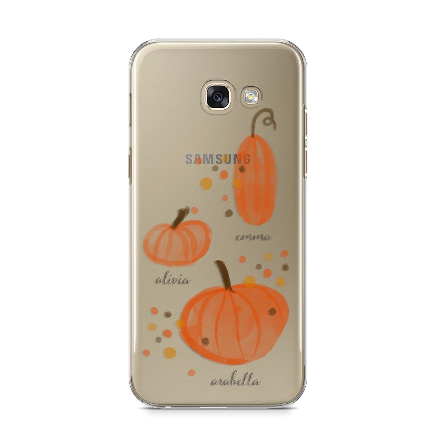 Three Pumpkins Personalised Samsung Galaxy A5 2017 Case on gold phone