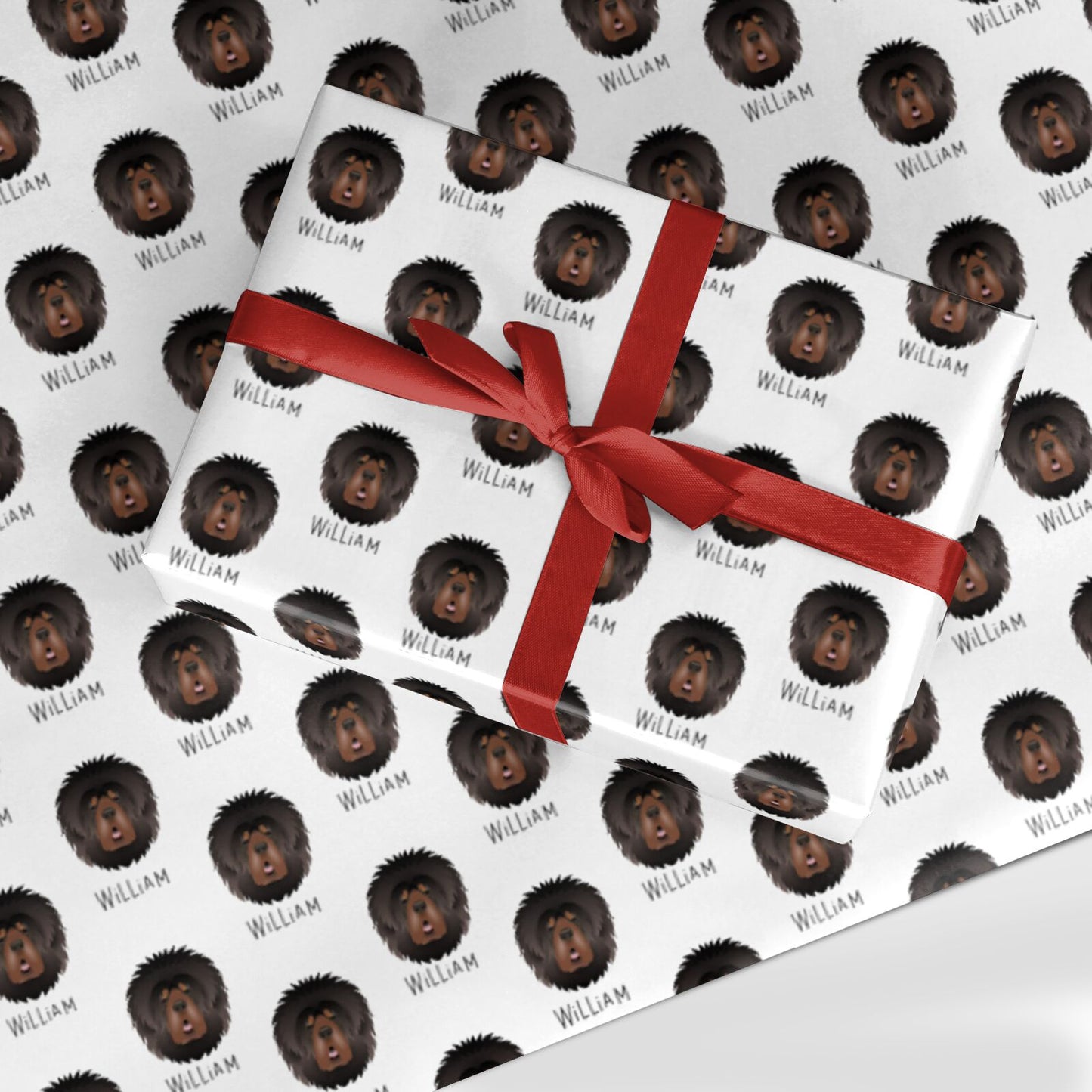 Tibetan Mastiff Icon with Name Custom Wrapping Paper