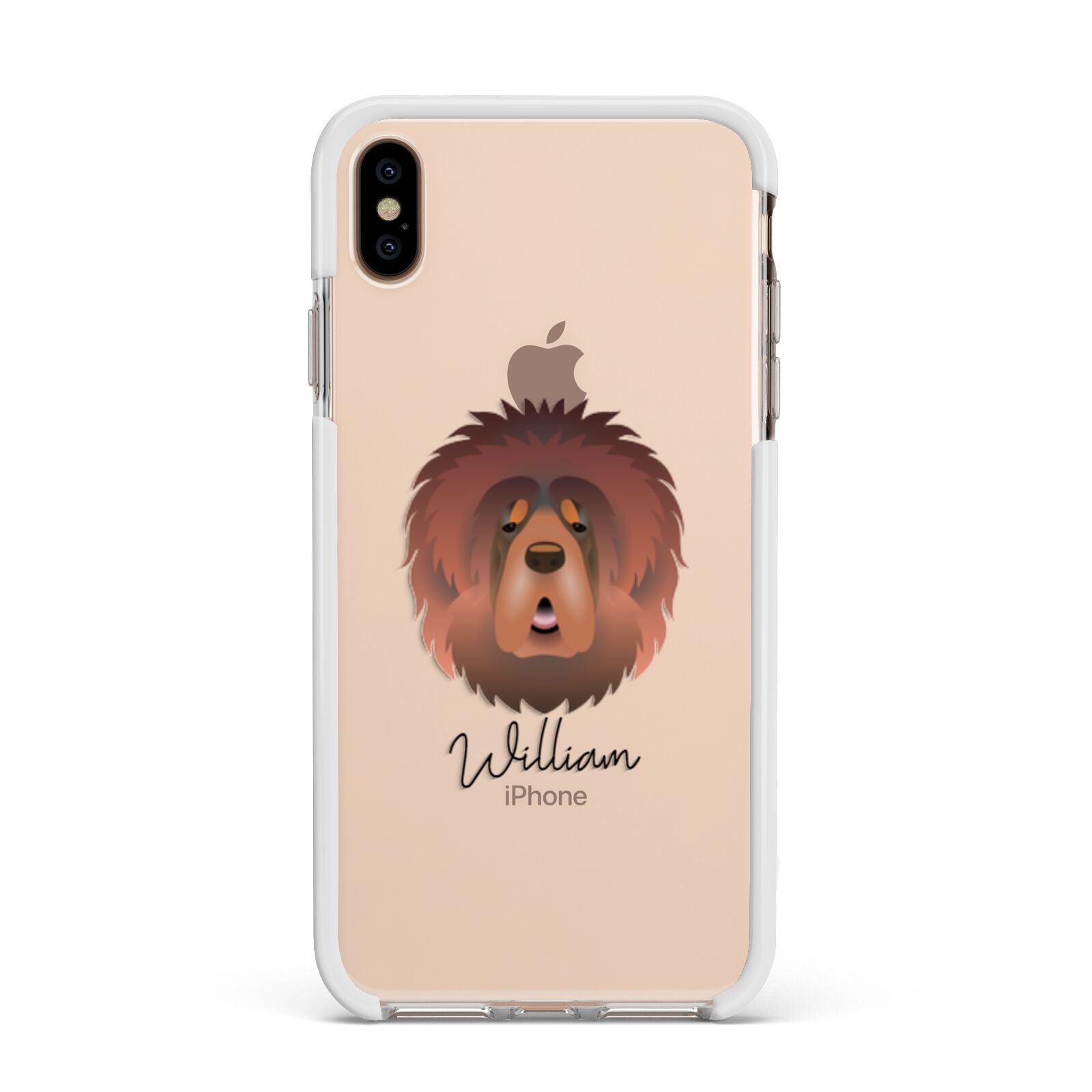 Tibetan Mastiff Personalised Apple iPhone Xs Max Impact Case White Edge on Gold Phone