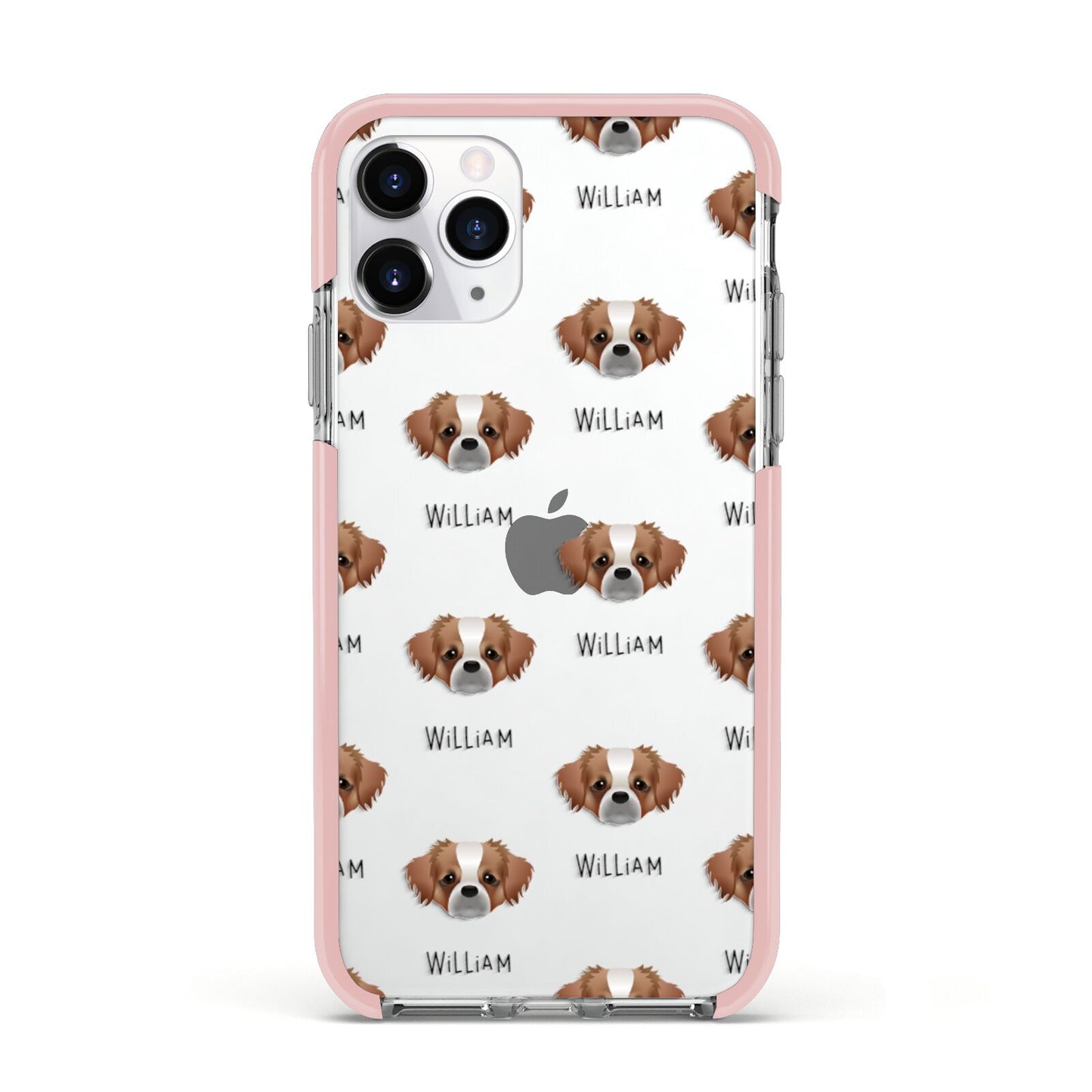 Tibetan Spaniel Icon with Name Apple iPhone 11 Pro in Silver with Pink Impact Case