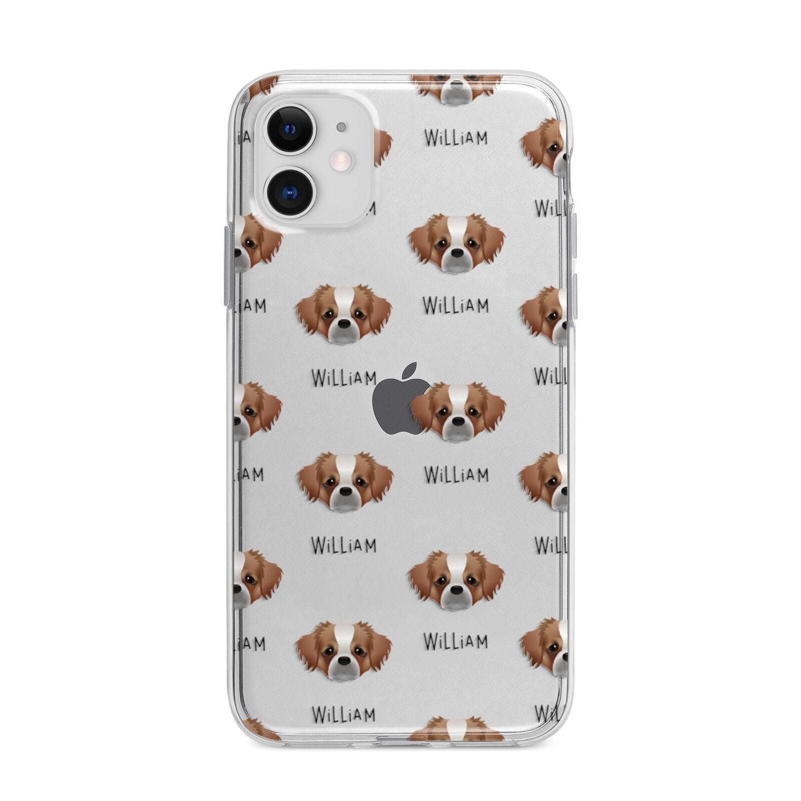 Tibetan Spaniel Icon with Name Apple iPhone 11 in White with Bumper Case