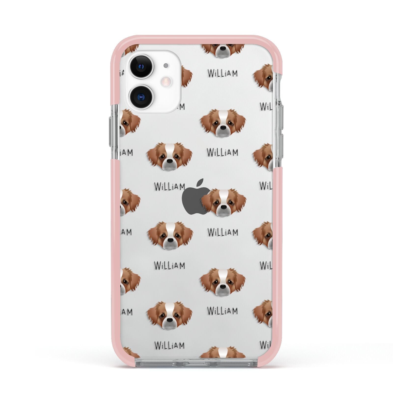 Tibetan Spaniel Icon with Name Apple iPhone 11 in White with Pink Impact Case