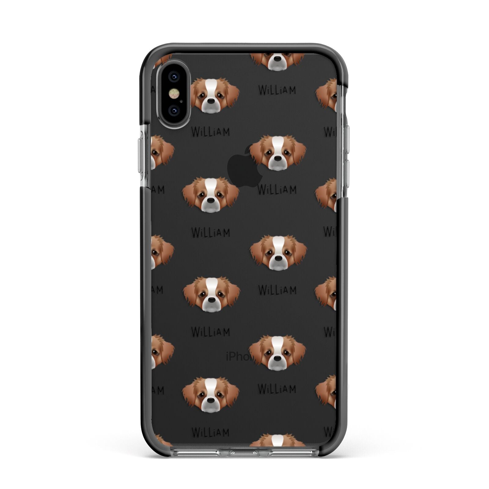 Tibetan Spaniel Icon with Name Apple iPhone Xs Max Impact Case Black Edge on Black Phone