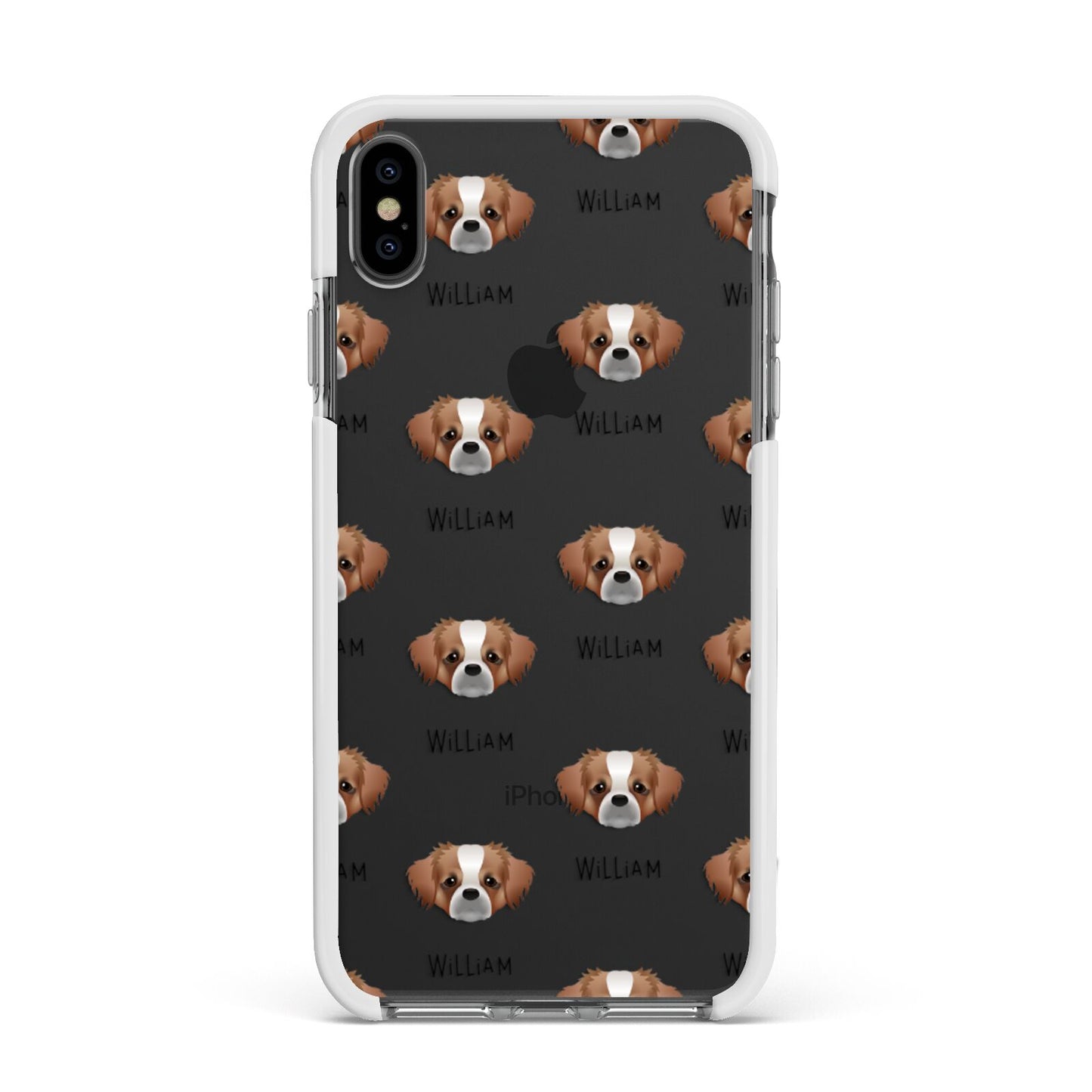 Tibetan Spaniel Icon with Name Apple iPhone Xs Max Impact Case White Edge on Black Phone