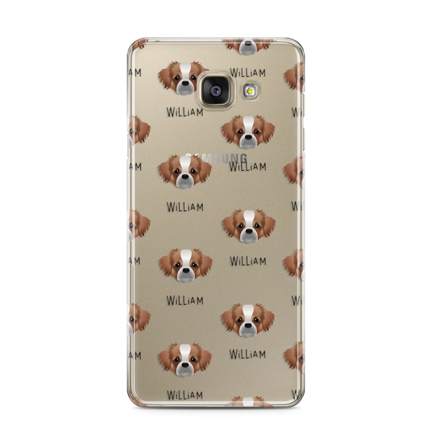 Tibetan Spaniel Icon with Name Samsung Galaxy A3 2016 Case on gold phone