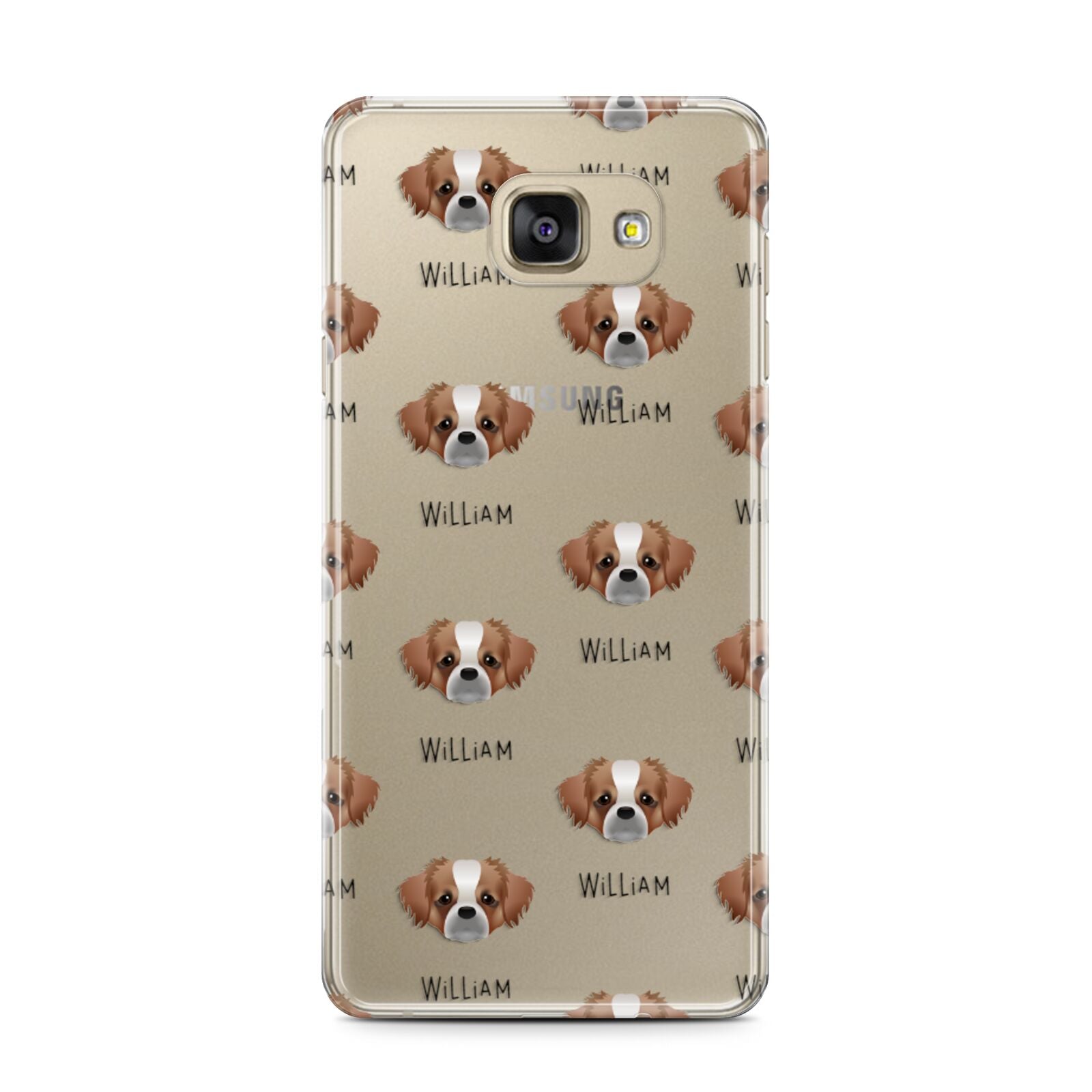 Tibetan Spaniel Icon with Name Samsung Galaxy A7 2016 Case on gold phone