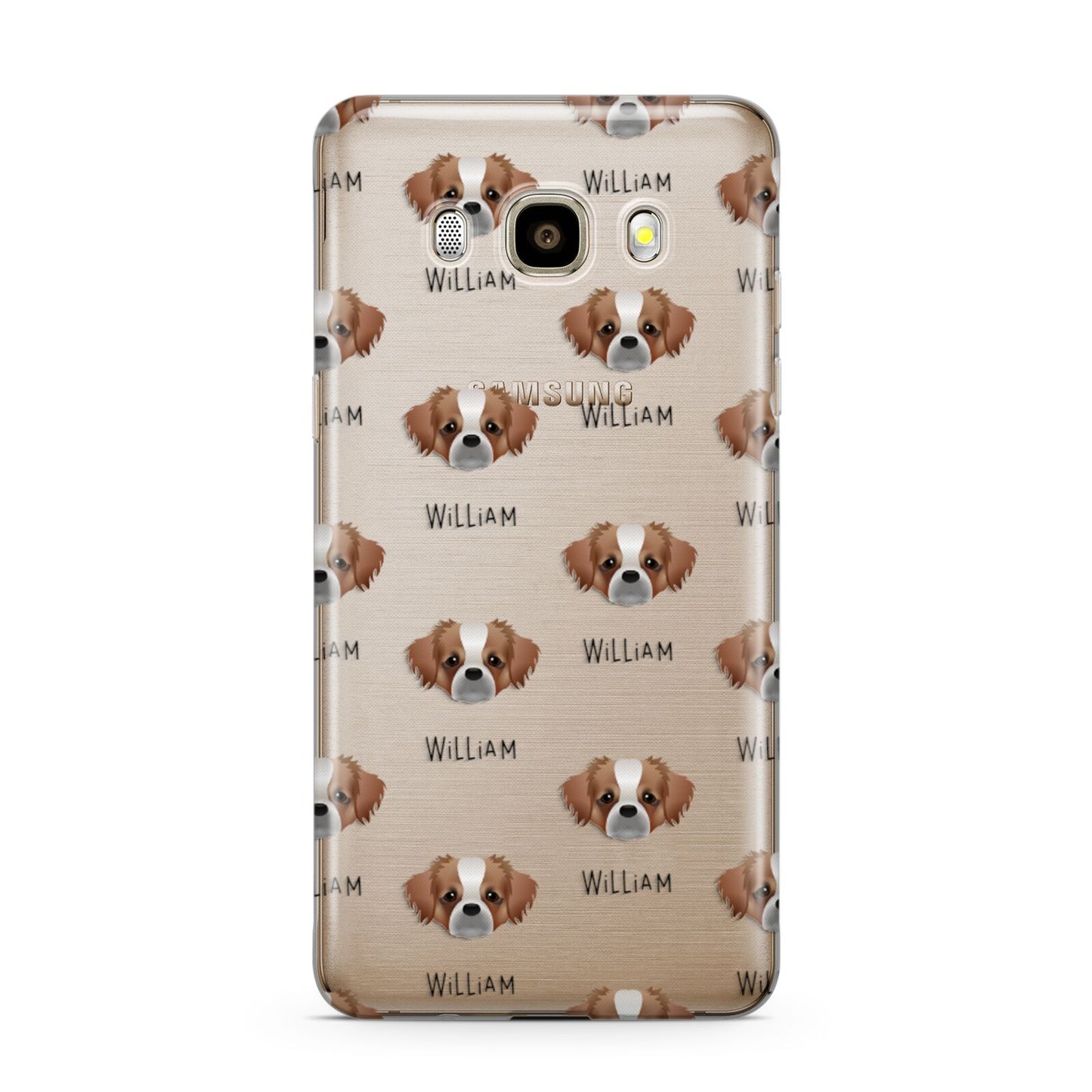 Tibetan Spaniel Icon with Name Samsung Galaxy J7 2016 Case on gold phone