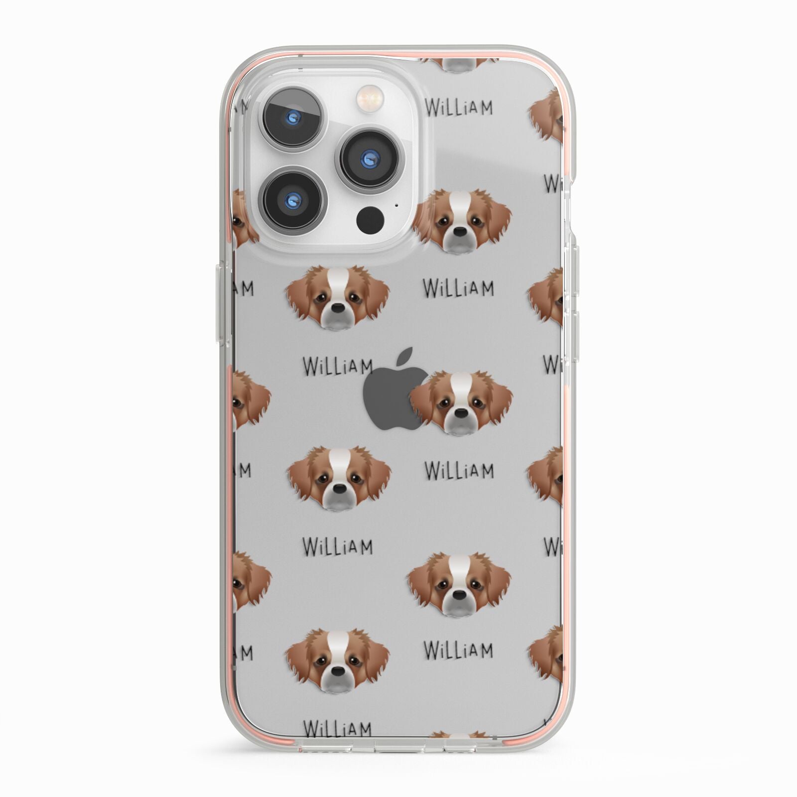 Tibetan Spaniel Icon with Name iPhone 13 Pro TPU Impact Case with Pink Edges