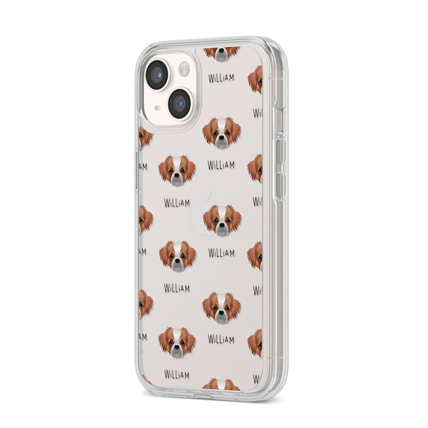 Tibetan Spaniel Icon with Name iPhone 14 Clear Tough Case Starlight Angled Image