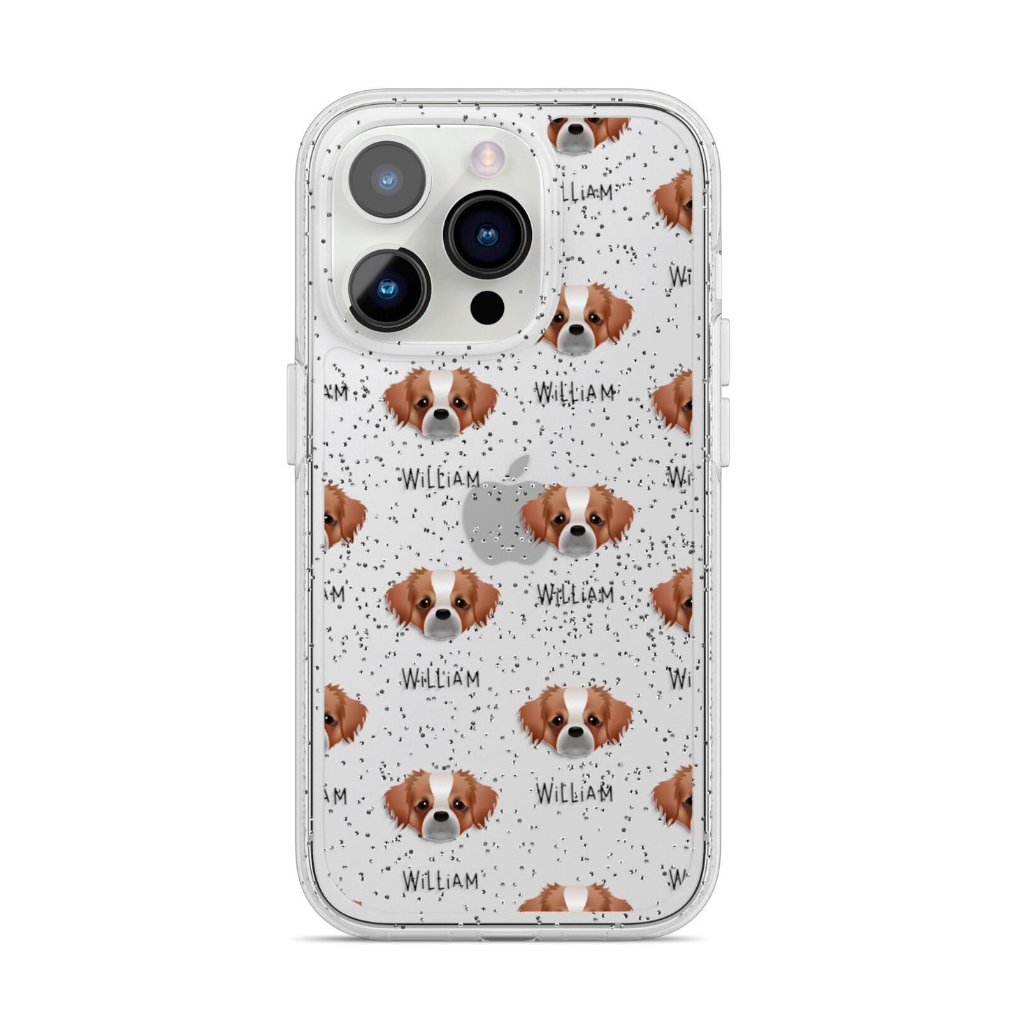 Tibetan Spaniel Icon with Name iPhone 14 Pro Glitter Tough Case Silver