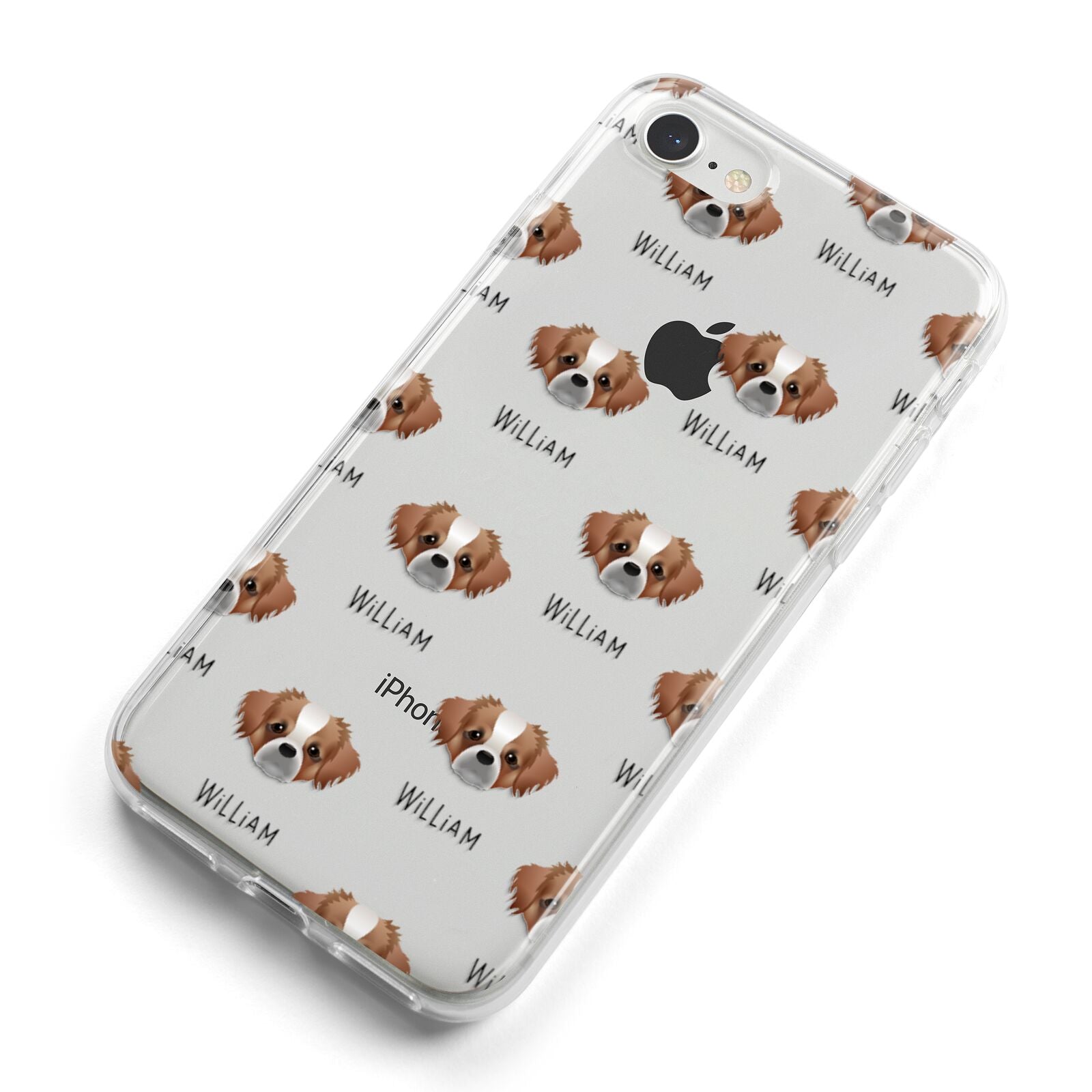 Tibetan Spaniel Icon with Name iPhone 8 Bumper Case on Silver iPhone Alternative Image